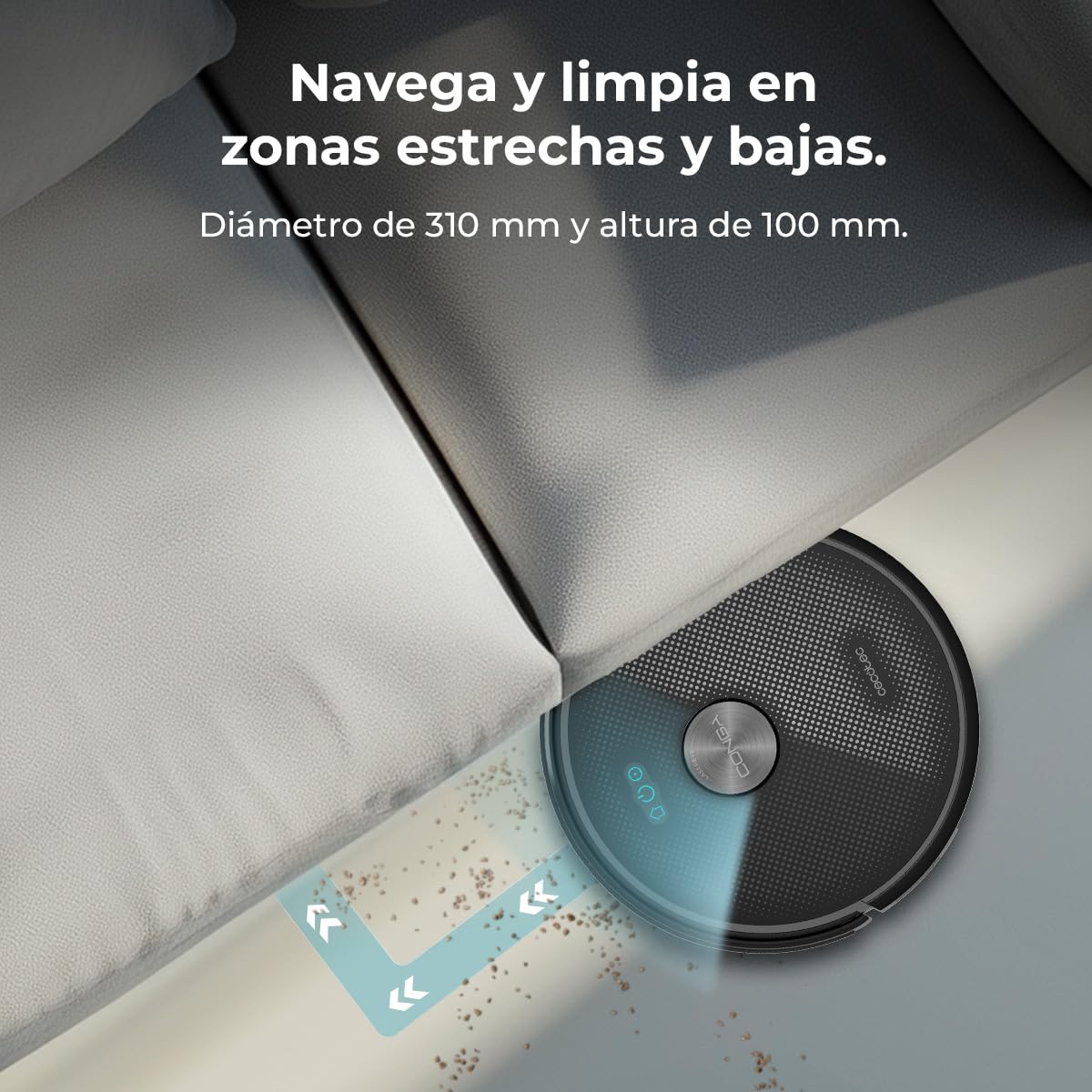 Cecotec Conga M50 Robot Vacuum Cleaner and Floor Scrubber, Laser Navigation, 5000Pa Suction Pressure, 3200 mAh Battery, Multifunction Brush for All Surfaces, Coverage up to 160 m²