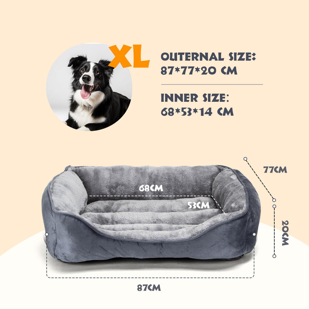 Nobleza Washable Dog Bed, Non-Slip with Super Soft Fibre Filling for Small and Medium Pets, Black, M, 67 x 57 cm