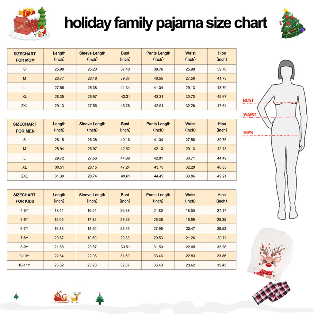 Christmas Family Pajamas, Christmas Family Pajamas Set, Long Sleepwear, Sleeping Sleeves, Cute Elk Print, Suitable for Women, Men, Kids and Baby, Red