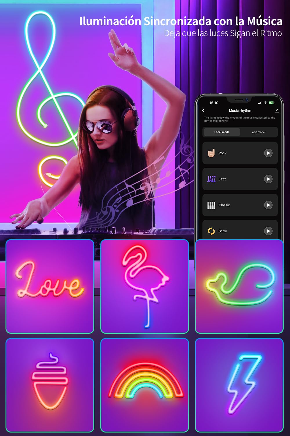 LED Strips 20 Metres RGB 5050, LED Lights with App and Controller, Sync with Music, Ideal for LED Lights, Room Lights, Party Decoration and Christmas (10 m x 2)