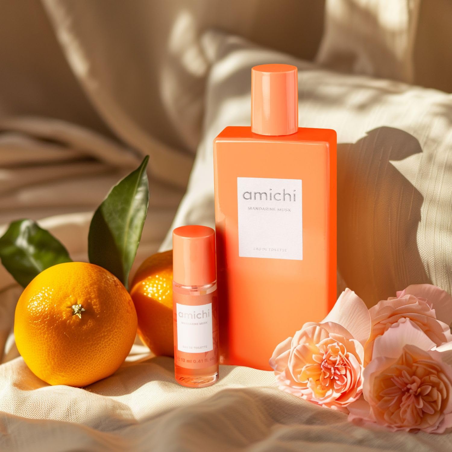 AMICHI - Mandarine Musk, Women's Gift Box, 75 ml Cologne + Body Wash 75 ml + Body Lotion 75 ml, Women's Eau de Toilette, Sweet and Citrus Fragrance, Long Lasting Extravagant Scent