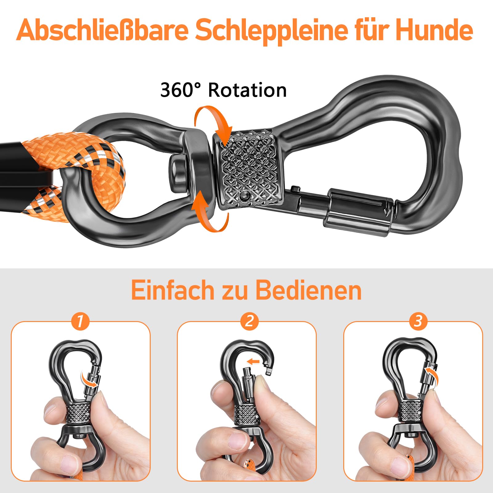 X XBEN Dog Training Lead, 1.5 m, 3 m, 5 m, 6 m, 10 m, 15 m, 20 m, 25 m, 30 m, Long Dog Leash with Lockable Hook, Training Leash for Large and Small Dogs, Reflective and Durable