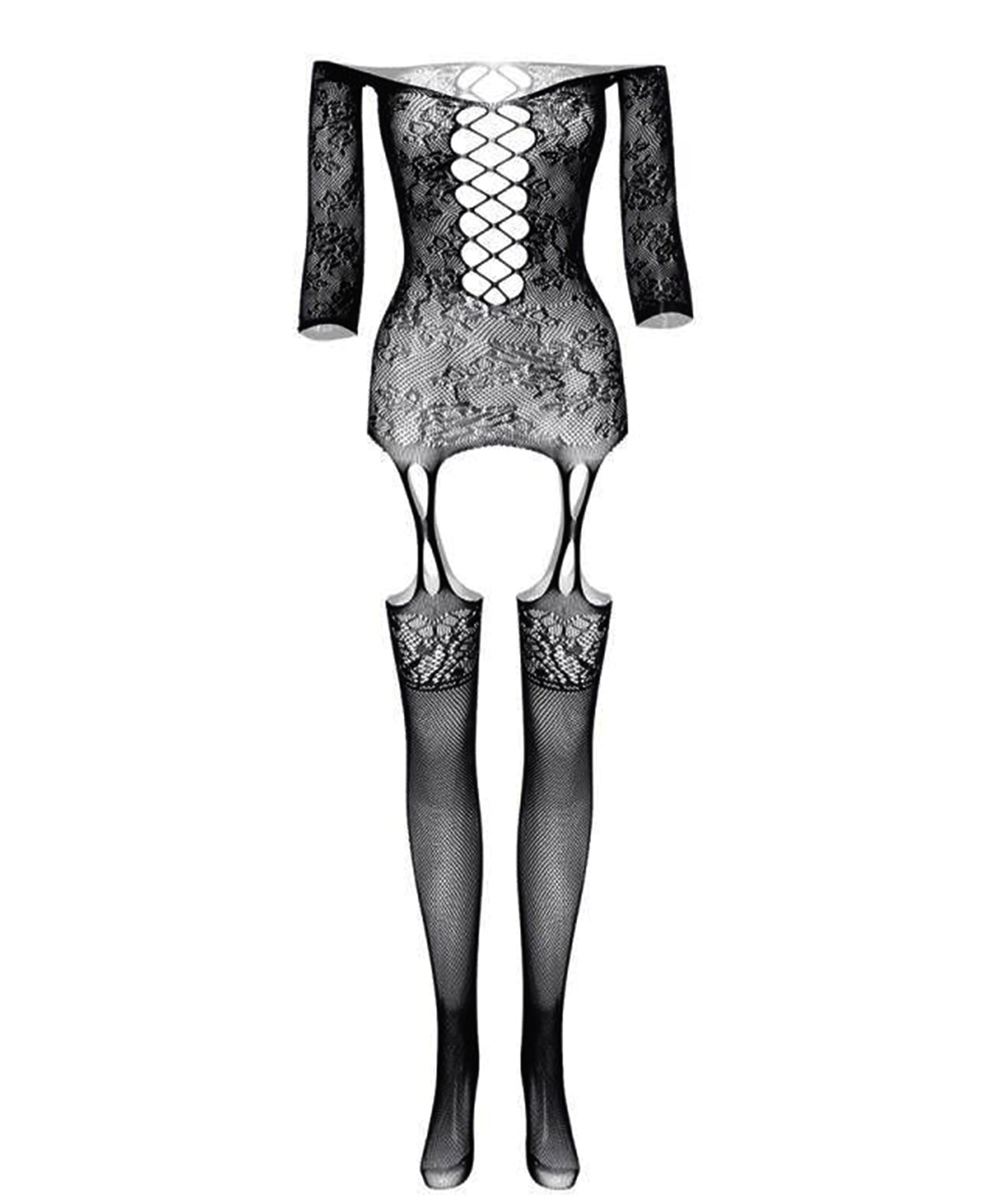 Buitifo mesh bodysuit woman plus size crotchless sexy sleepwear soft lingerie women