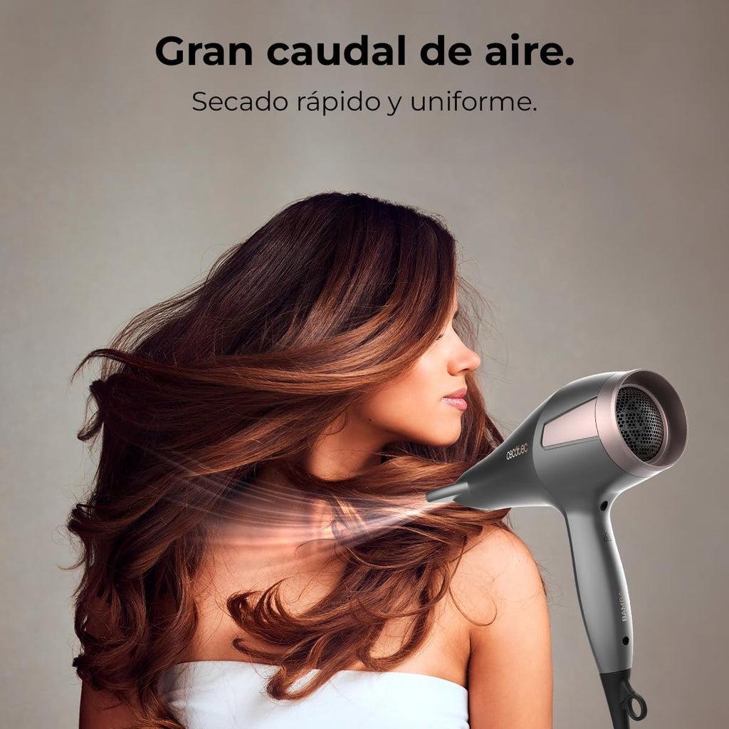 Cecotec Bamba IoniCare 5200 Aura Black Ionic Hair Dryer. 2300W, Concentrator and Diffuser, Frizz Free Hair, DC Motor, Real Ion, High Air Flow, 2 Speeds and 3 Temperatures