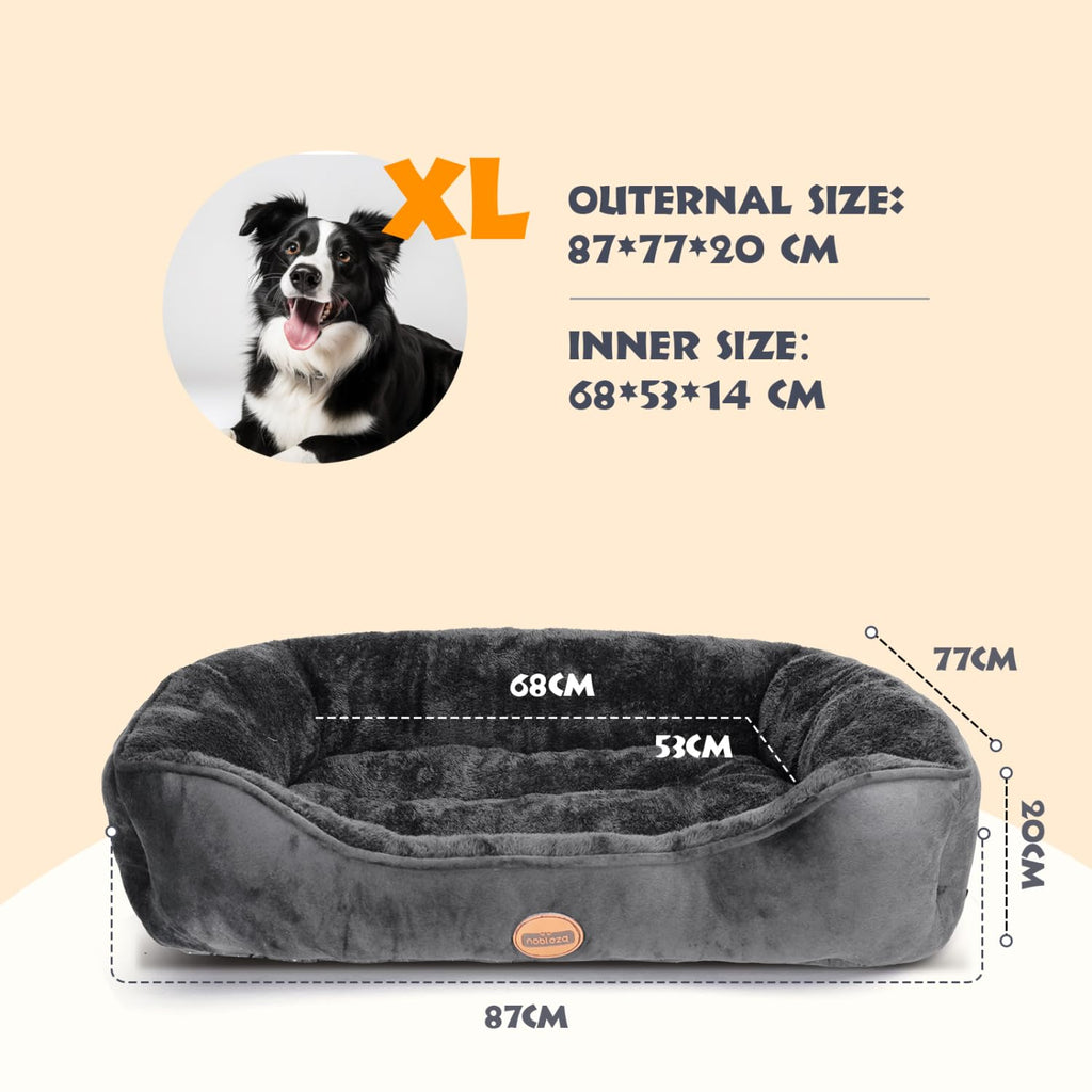 Nobleza Washable Dog Bed, Non-Slip with Super Soft Fibre Filling for Small and Medium Pets, Black, M, 67 x 57 cm