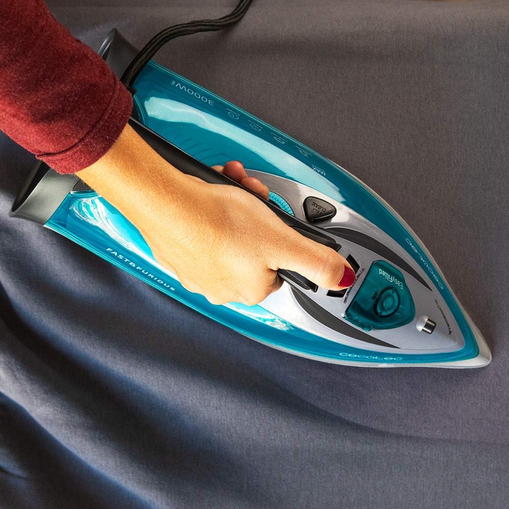 Cecotec Clothes Iron Vapor Fast-Furious 5010 Vital, Turbo Slide Aluminium Sole, Continuous Steam 55 g/min, Steam Stroke 200 g/min, Temperature Regulator, Anti-Drip, 2600 W