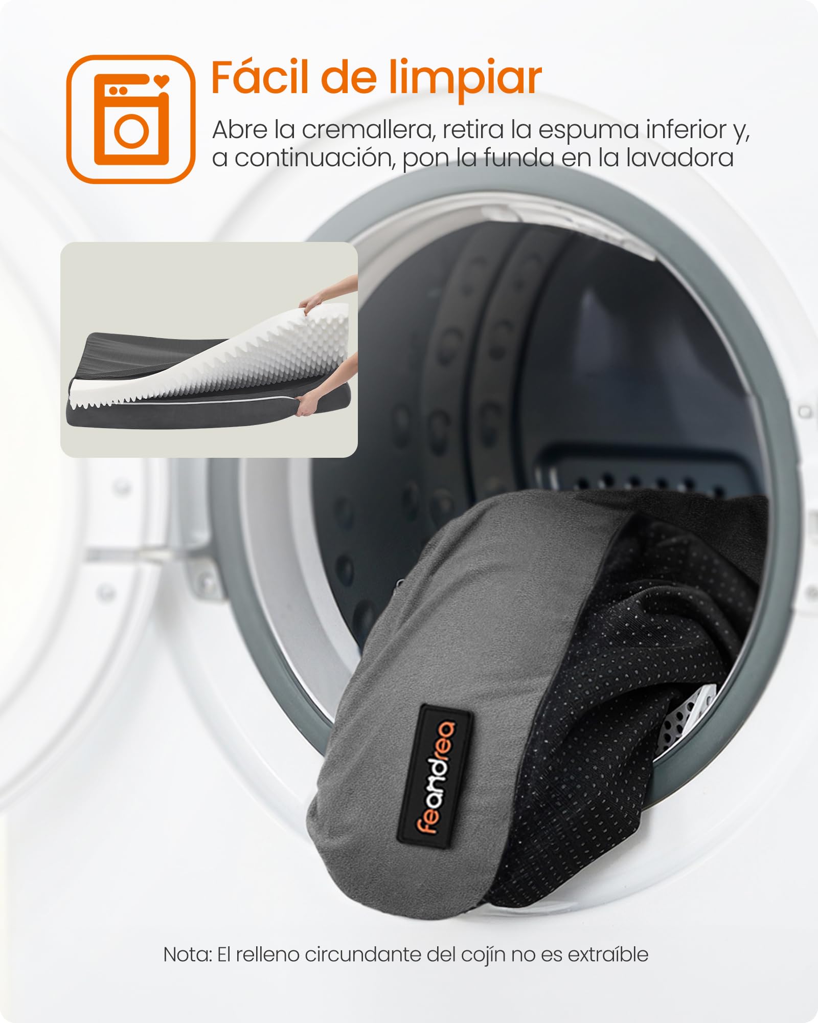 Feandrea Orthopedic Dog Bed, Sofa, Pet Bed, Soft Padding, Raised Edges, Removable and Washable Cover, 122 x 85 x 20 cm, Non-Slip, Osucro Grey PGW078G01