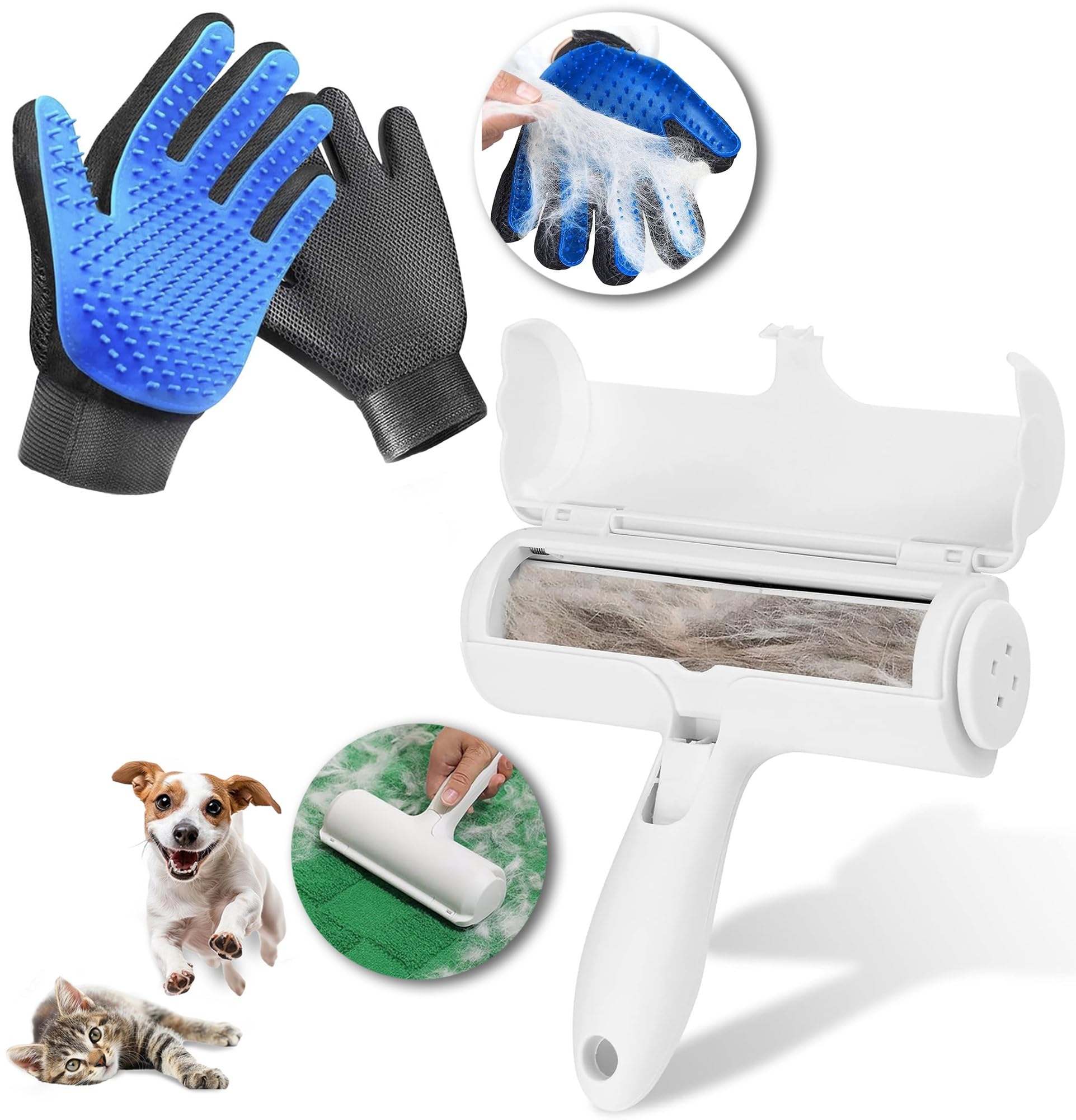 Pet Hair Remover | Pet Hair Remover Roller | Brush for Cats Dogs | Brush Cats Hair Remover | Reusable for Carpets, Clothes and Sofa (Right Glove)