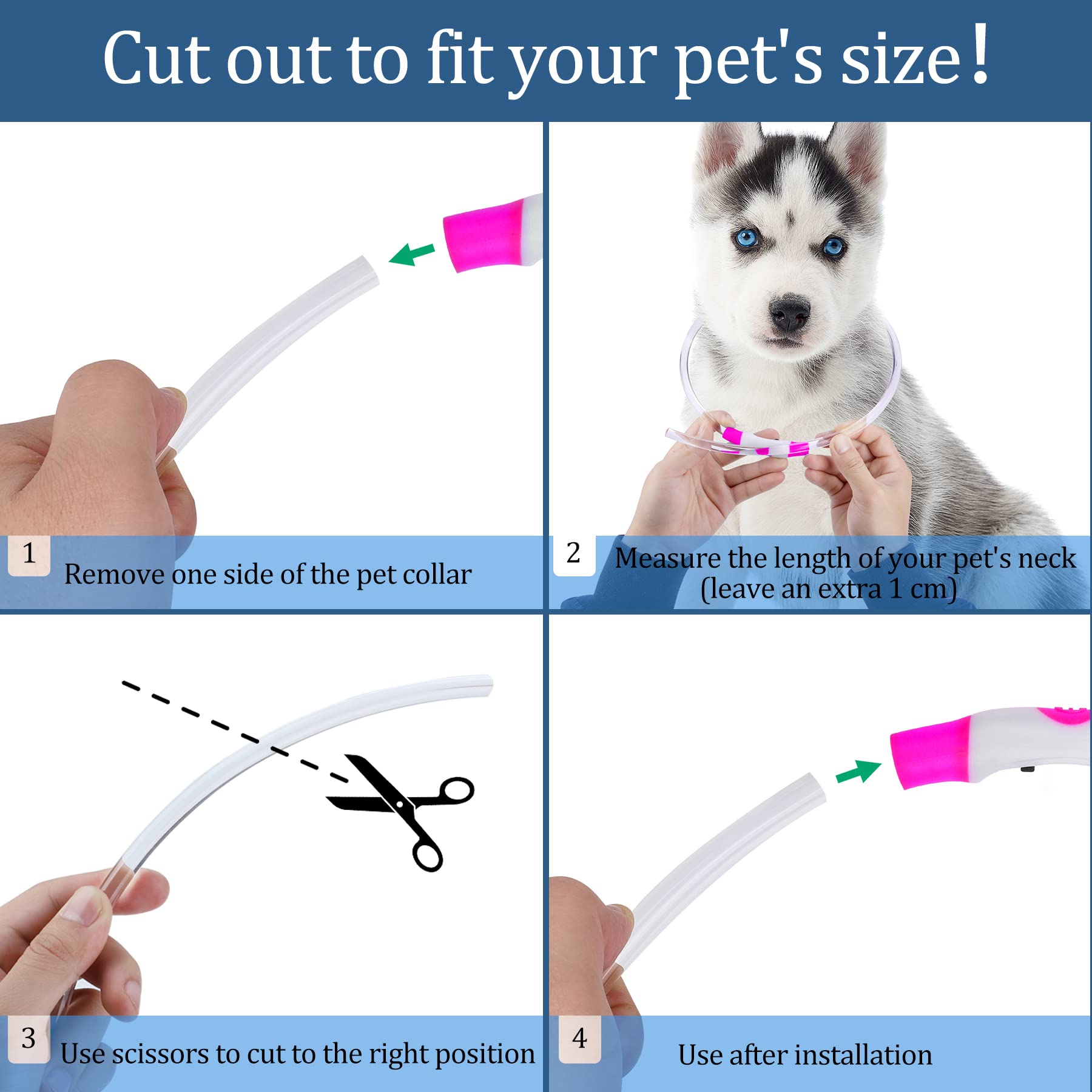 Coolzon Rechargeable and Waterproof Luminous Dog Collar with 3 Light Modes, Adjustable Length LED Collars for Dogs Cats Small Medium Large, Red