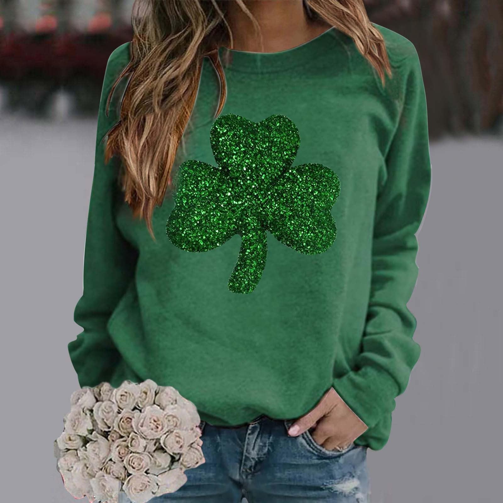 Long-sleeved sweatshirt with collar and floral print casual for women robes women winter sale women's long sleeve thermal t-shirt 4XL Christmas sweater women