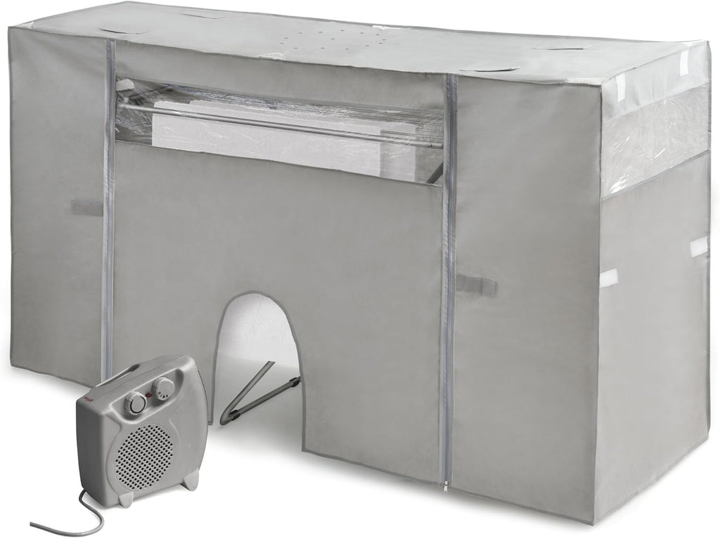 Rayen | Drying Rack Cover with Heater | Quick Drying | Minimum Consumption | Extendable | Plug | Grey | Measurements: 105-180 x 56 x 106 cm, 1 Unit