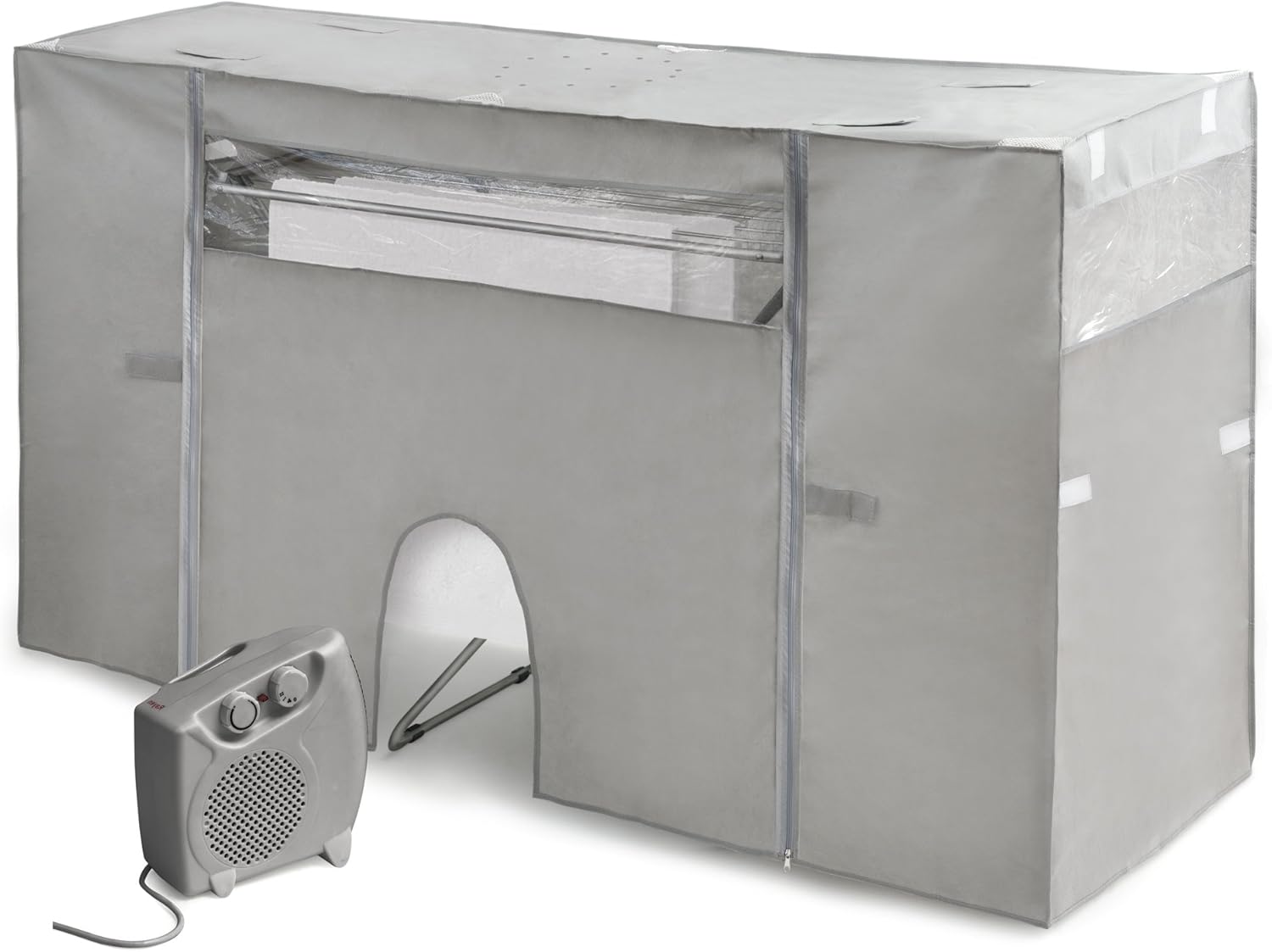 Rayen | Drying Rack Cover with Heater | Quick Drying | Minimum Consumption | Extendable | Plug | Grey | Measurements: 105-180 x 56 x 106 cm, 1 Unit