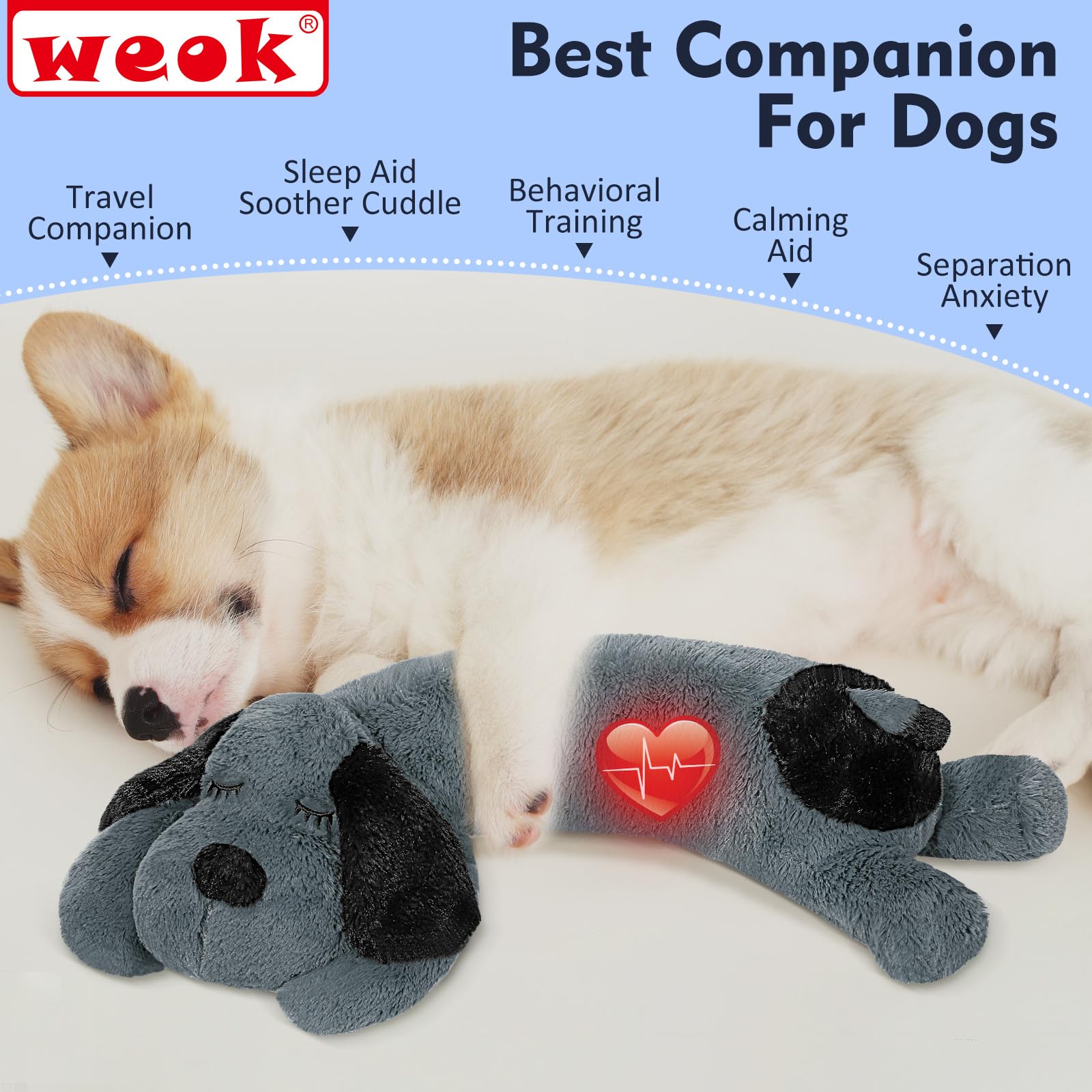 Puppy Heartbeat Toy, Separation Anxiety Relief Toy, Puppy Heartbeat Calming Plush Toy for Anxiety and Behavior