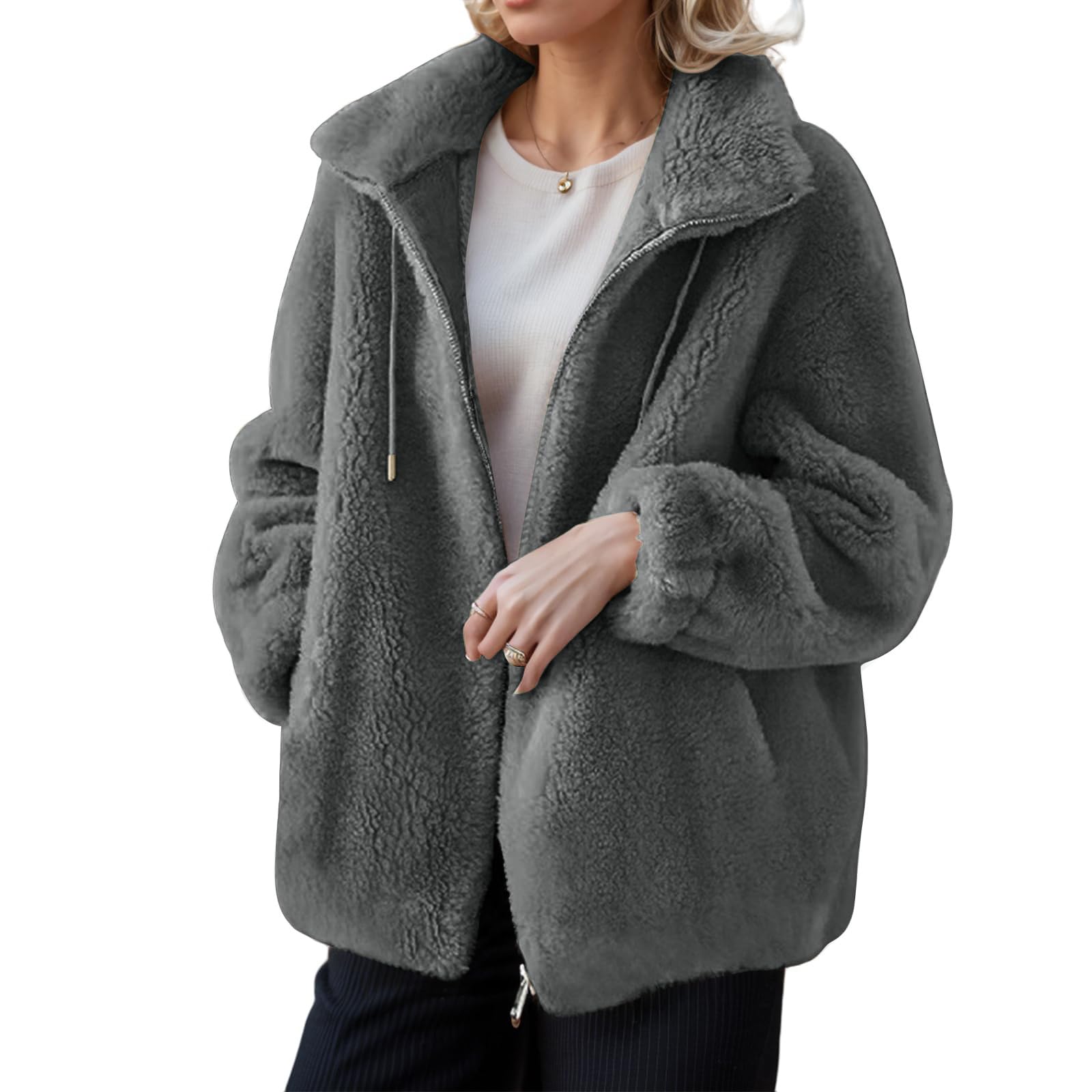 Women's Winter Fleece Jacket Winter Plus Size Transition Jacket with Hood Thermal Parka Hoodie Elegant Clothes