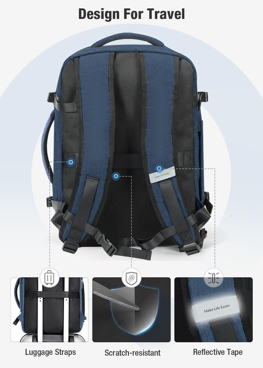 Travel Backpack Cabin Airplane 40x20x25 | Travel Backpack Woman Man - Travel Suitcases Cabin with 6 Organizer Bags - Holidays Business Travel School