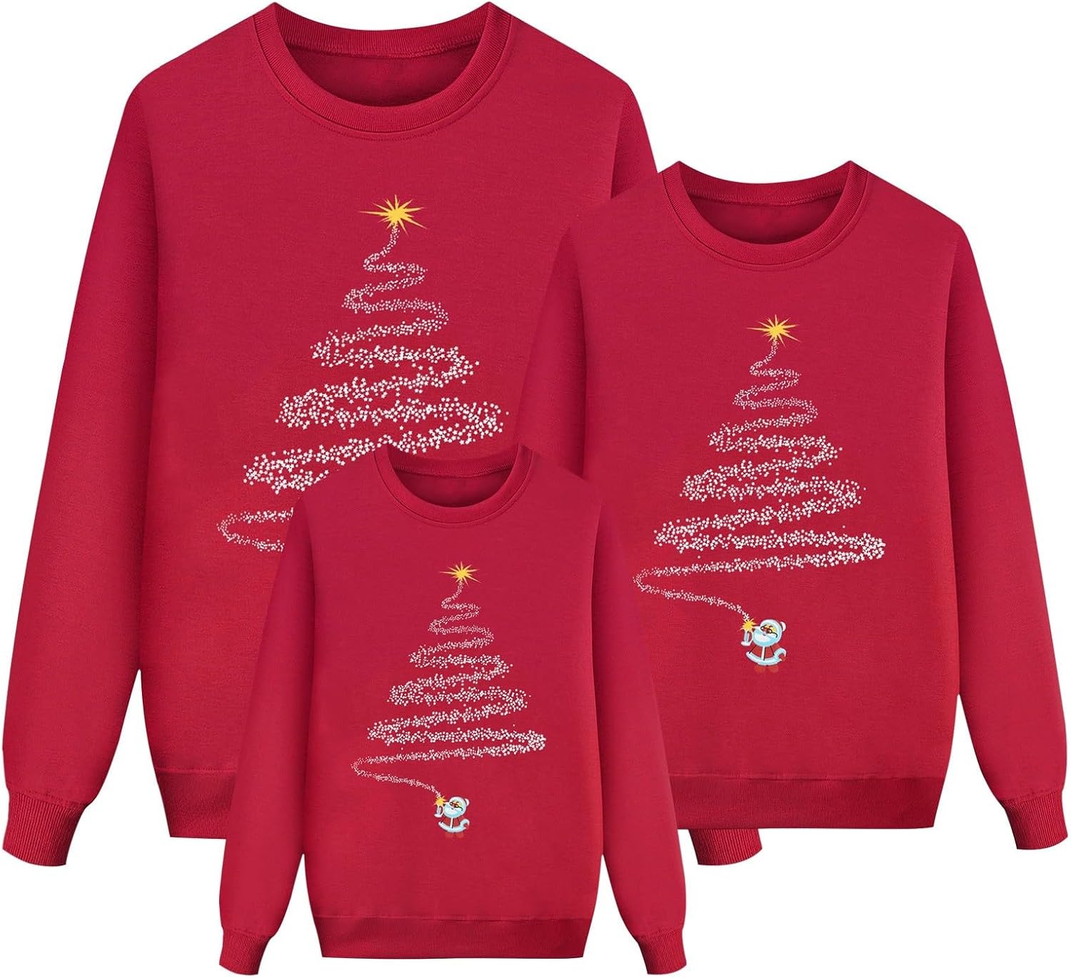 Sweater Christmas Family Woman Man Child Christmas Sweatshirts Family Round Neck Long Sleeve Christmas Sweater Winter Warm Christmas Jerseys for Couples Blouses Tops