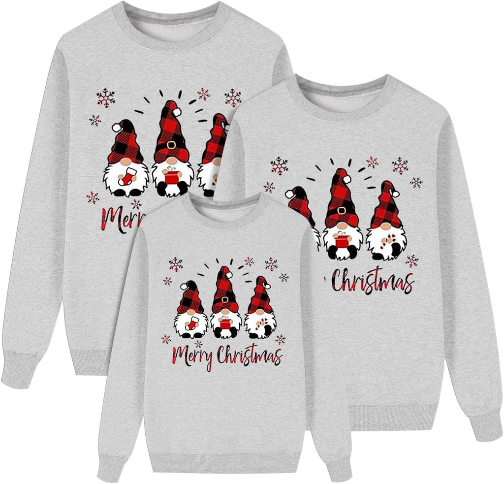 Sweater Christmas Family Woman Man Child Christmas Sweatshirts Family Round Neck Long Sleeve Christmas Sweater Winter Warm Christmas Jerseys for Couples Blouses Tops