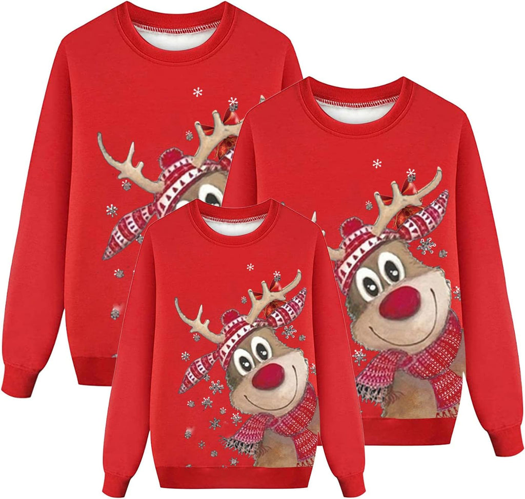 Sweater Christmas Family Woman Man Child Christmas Sweatshirts Family Round Neck Long Sleeve Christmas Sweater Winter Warm Christmas Jerseys for Couples Blouses Tops