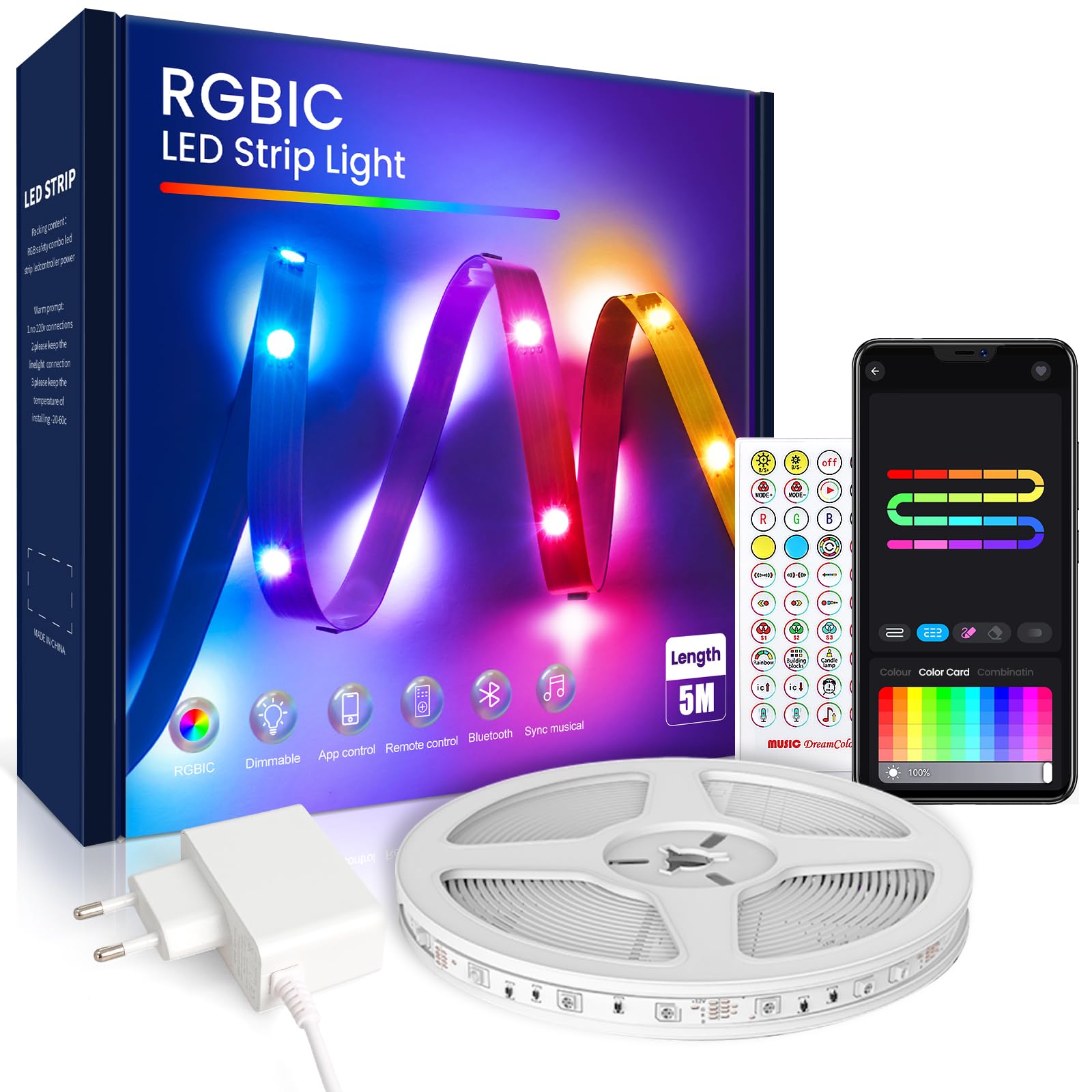 LED Strips 20 Metres RGB 5050, LED Lights with App and Controller, Sync with Music, Ideal for LED Lights, Room Lights, Party Decoration and Christmas (10 m x 2)