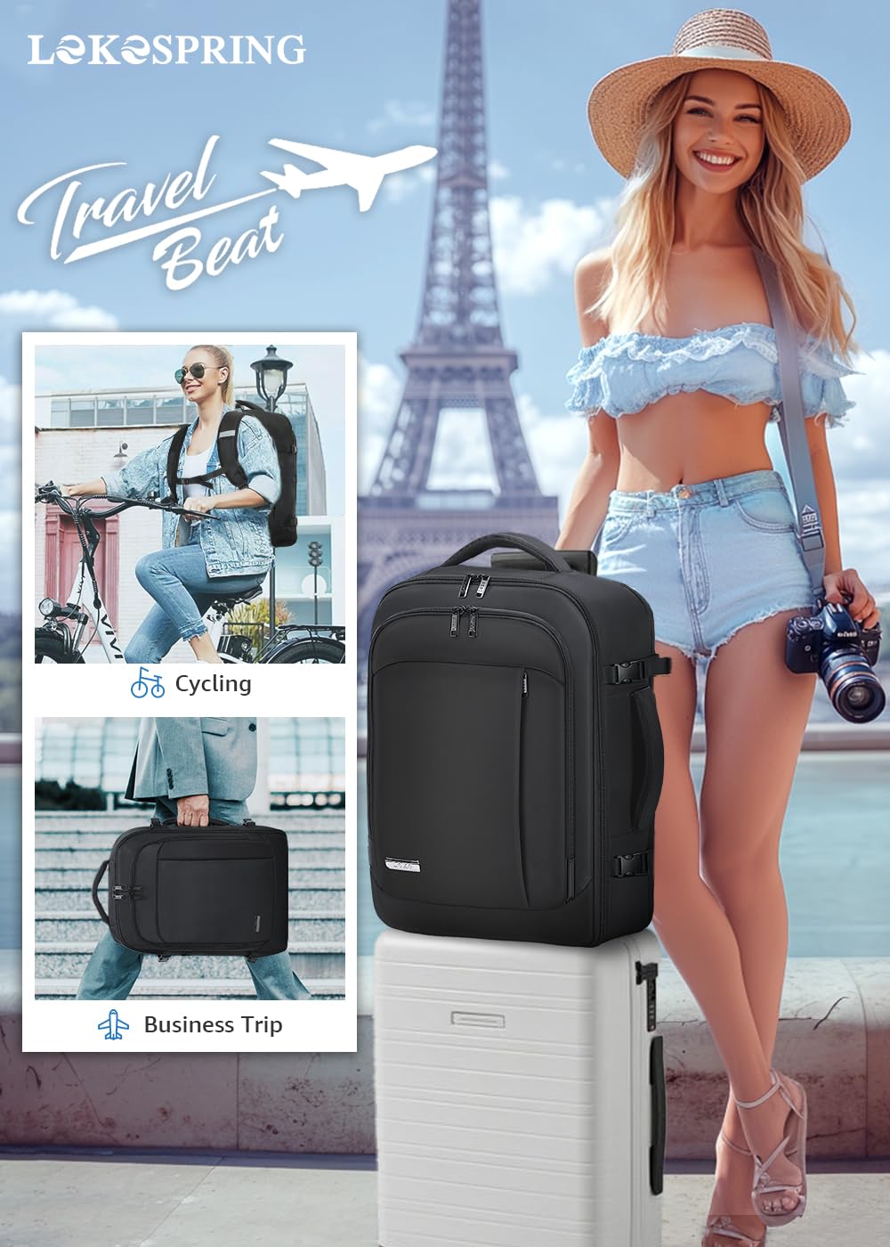 Travel Backpack Cabin Airplane 40x20x25 | Travel Backpack Woman Man - Travel Suitcases Cabin with 6 Organizer Bags - Holidays Business Travel School