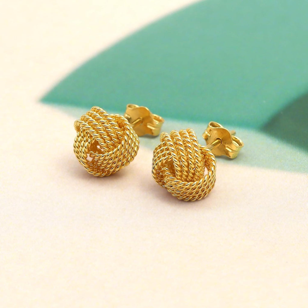 LeCalla Italian Silver Jewelry Stud Earring Twisted Design Wire Love Knot for Women