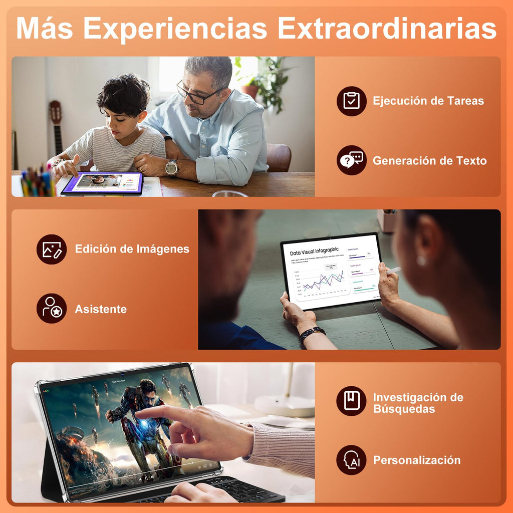 Android 15 Tablet, 30GB RAM 128GB ROM (TF 2TB Expandable), 10 Inch, 8000mAh, WIFI 5G, GPS/BT5.0/OTG, Face ID, Widevine L1, Metal Body Tablet with Keyboard, Mouse and Protective Case -Black