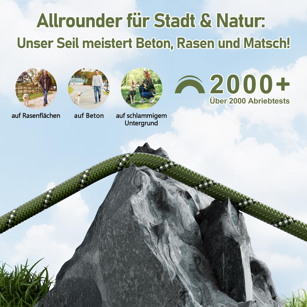 X XBEN Dog Training Lead, 1.5 m, 3 m, 5 m, 6 m, 10 m, 15 m, 20 m, 25 m, 30 m, Long Dog Leash with Lockable Hook, Training Leash for Large and Small Dogs, Reflective and Durable