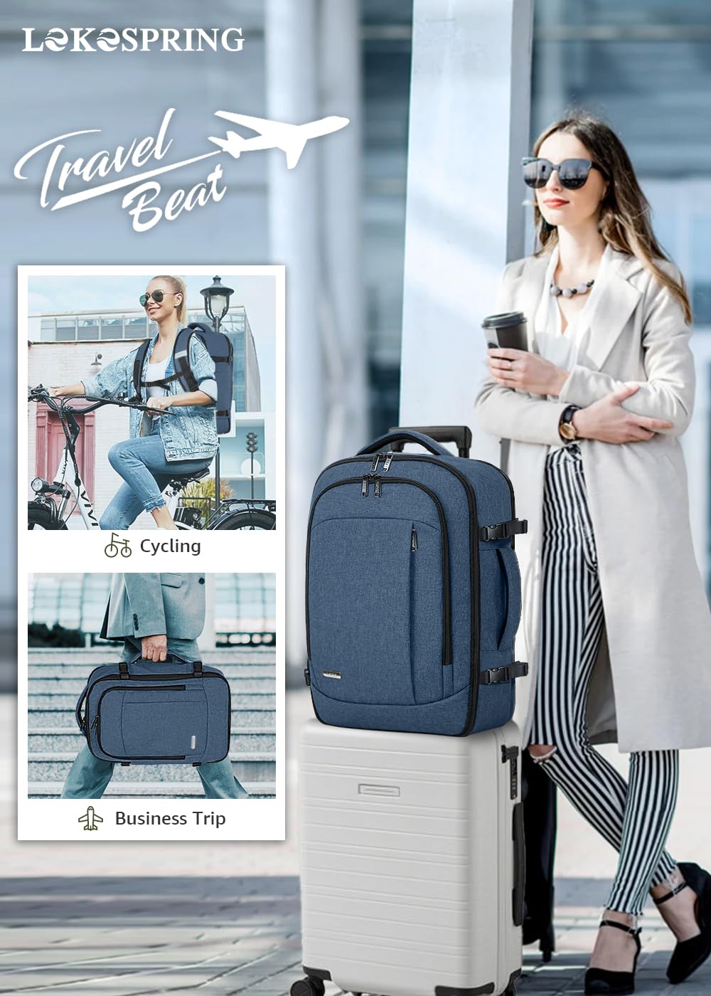 Travel Backpack Cabin Airplane 40x20x25 | Travel Backpack Woman Man - Travel Suitcases Cabin with 6 Organizer Bags - Holidays Business Travel School