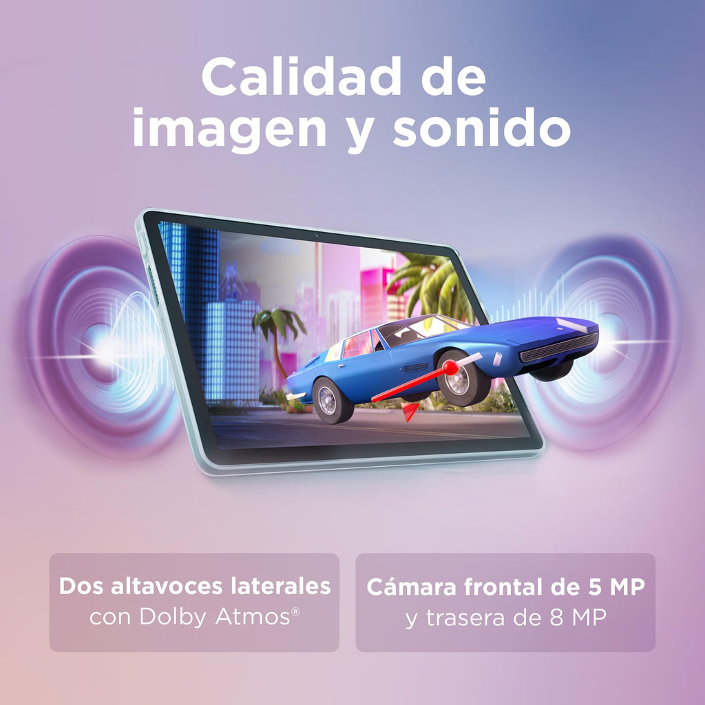 Lenovo Tab – Tablet 10.1 inch WUXGA (MediaTek Helio G85, 4 GB RAM, 128 GB, 60 Hz, 2 Speakers, Wi-Fi 5, Bluetooth 5.3, Android 14) Polar Blue – Includes Transparent Case with Built-in Stand