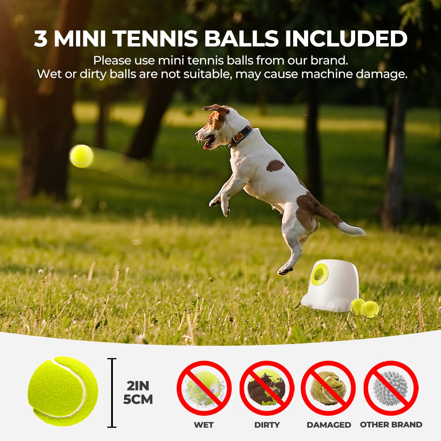 ALL FOR PAWS Automatic Ball Launcher for Dogs - Interactive Ball Throwing Machine with 3 2" Tennis Balls Included, for Small and Medium Dogs, Interactive Dog Toy