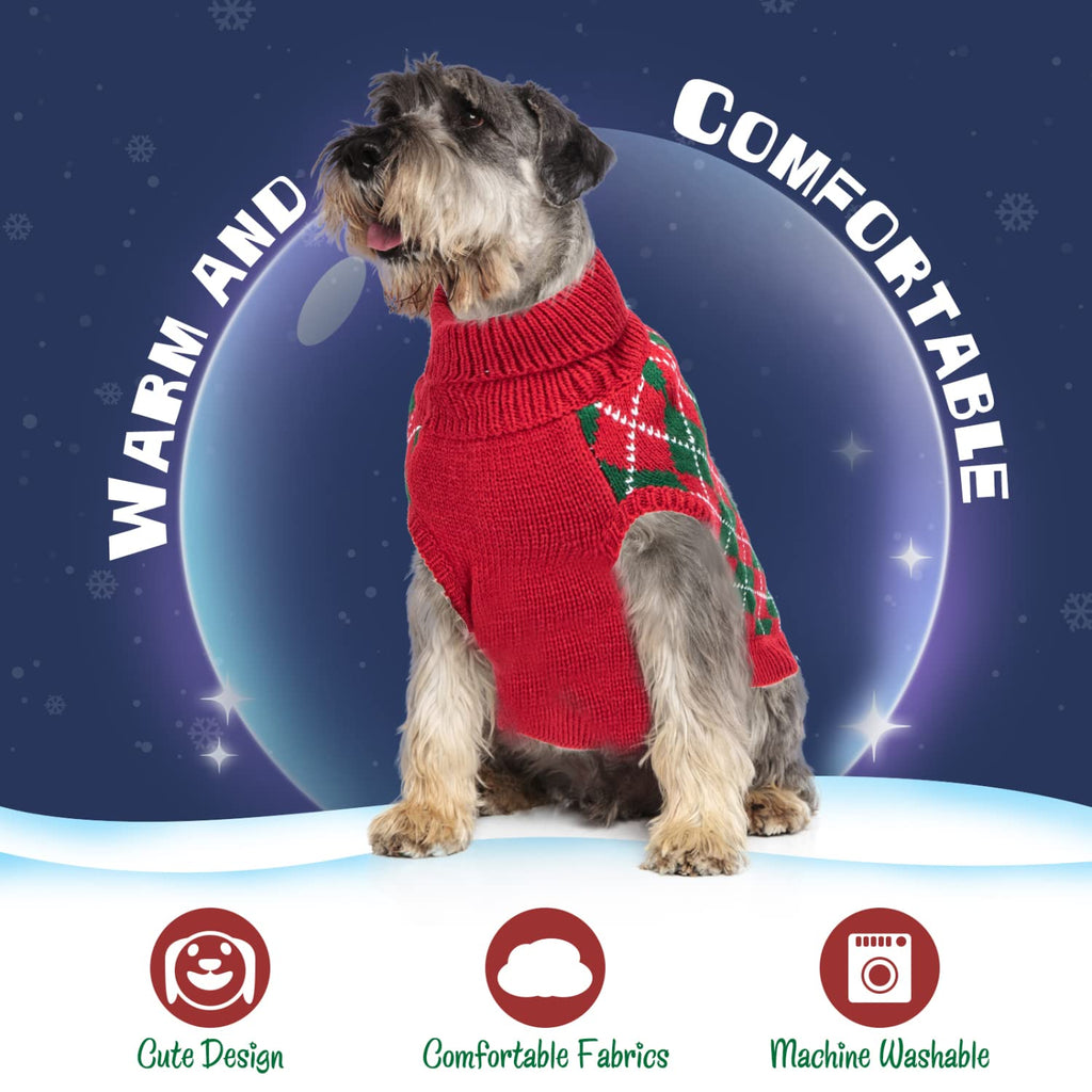 Nobleza - Christmas Dog Sweaters and Kittens, Pet Sweater, Warm Winter Clothes Suitable for Small and Medium Dogs (Red, S)