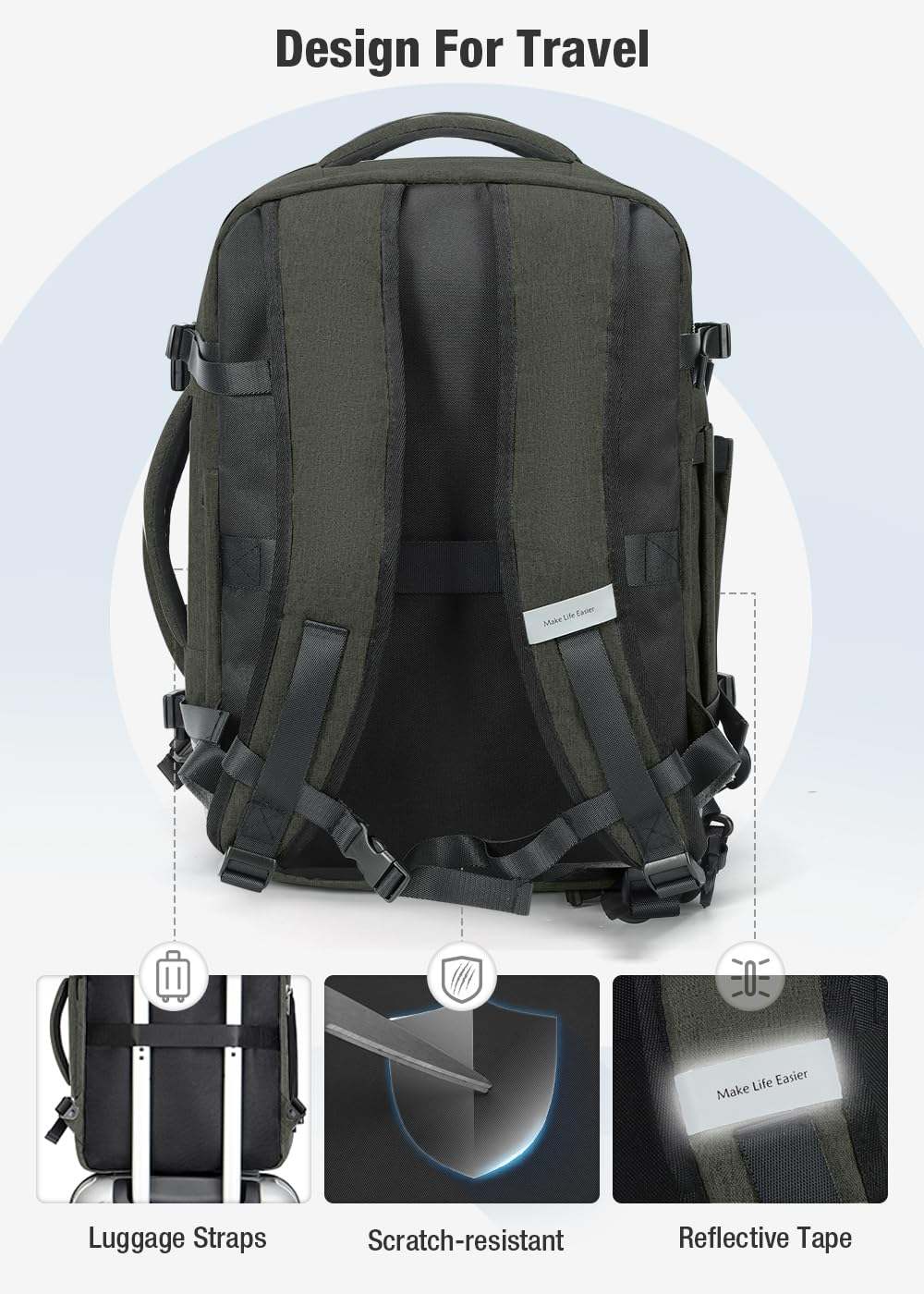 Travel Backpack Cabin Airplane 40x20x25 | Travel Backpack Woman Man - Travel Suitcases Cabin with 6 Organizer Bags - Holidays Business Travel School