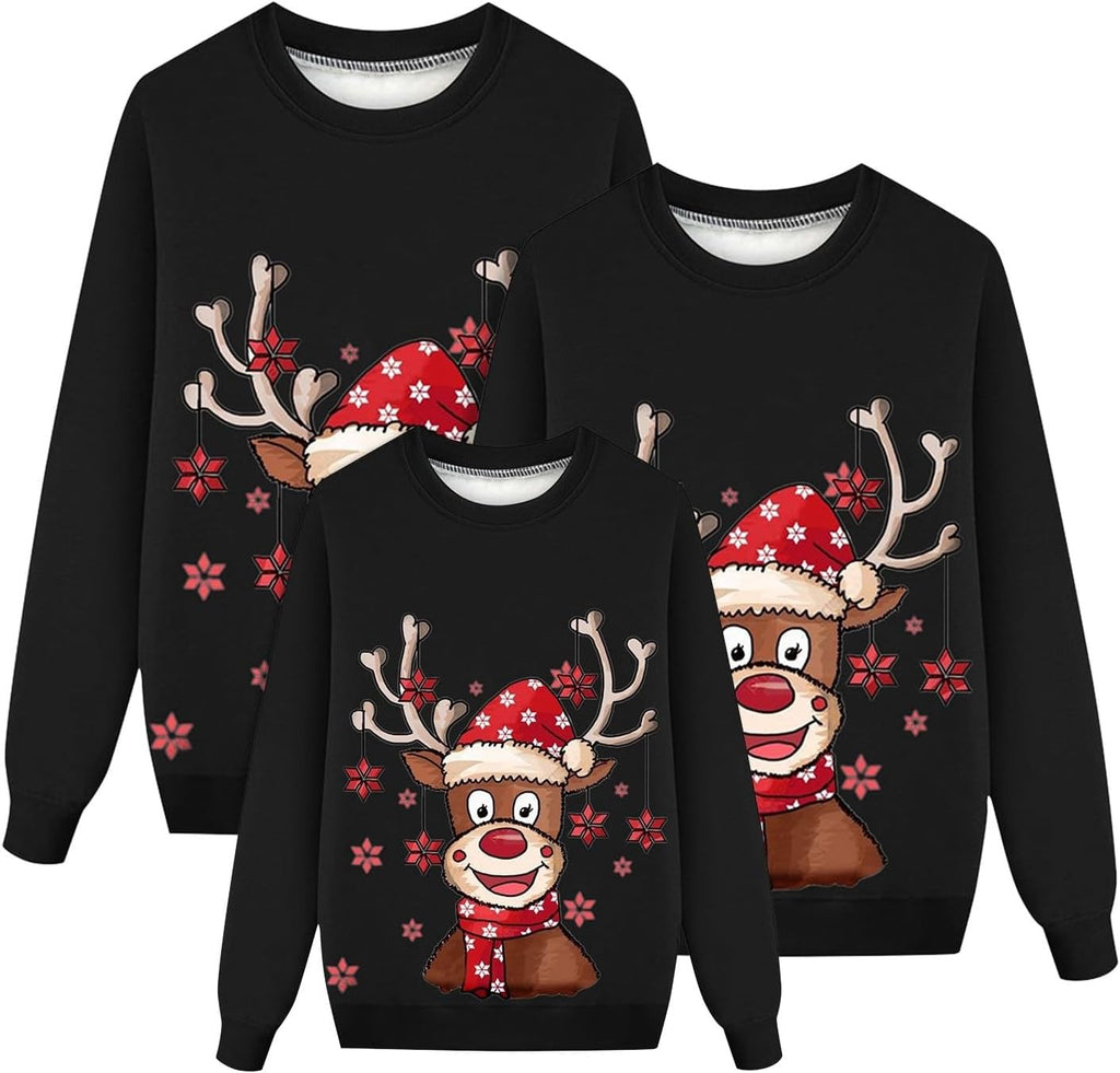 Sweater Christmas Family Woman Man Child Christmas Sweatshirts Family Round Neck Long Sleeve Christmas Sweater Winter Warm Christmas Jerseys for Couples Blouses Tops