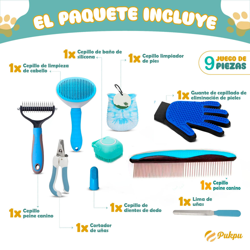 Grooming Kit for Dogs and Cats – Professional 5 Piece Set with Quiet Hair Clipper, Brush, Comb, Scissors & Vacuums – Complete Pet Care Kit at Home