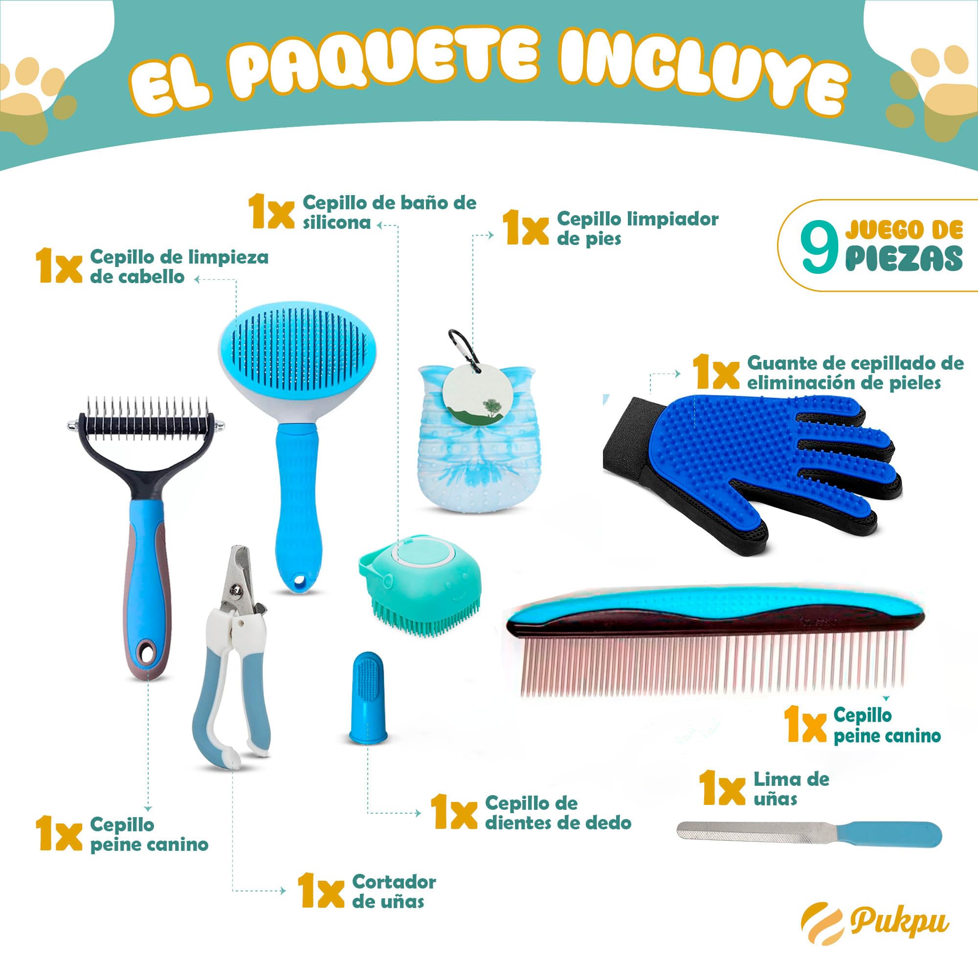 Grooming Kit for Dogs and Cats – Professional 5 Piece Set with Quiet Hair Clipper, Brush, Comb, Scissors & Vacuums – Complete Pet Care Kit at Home