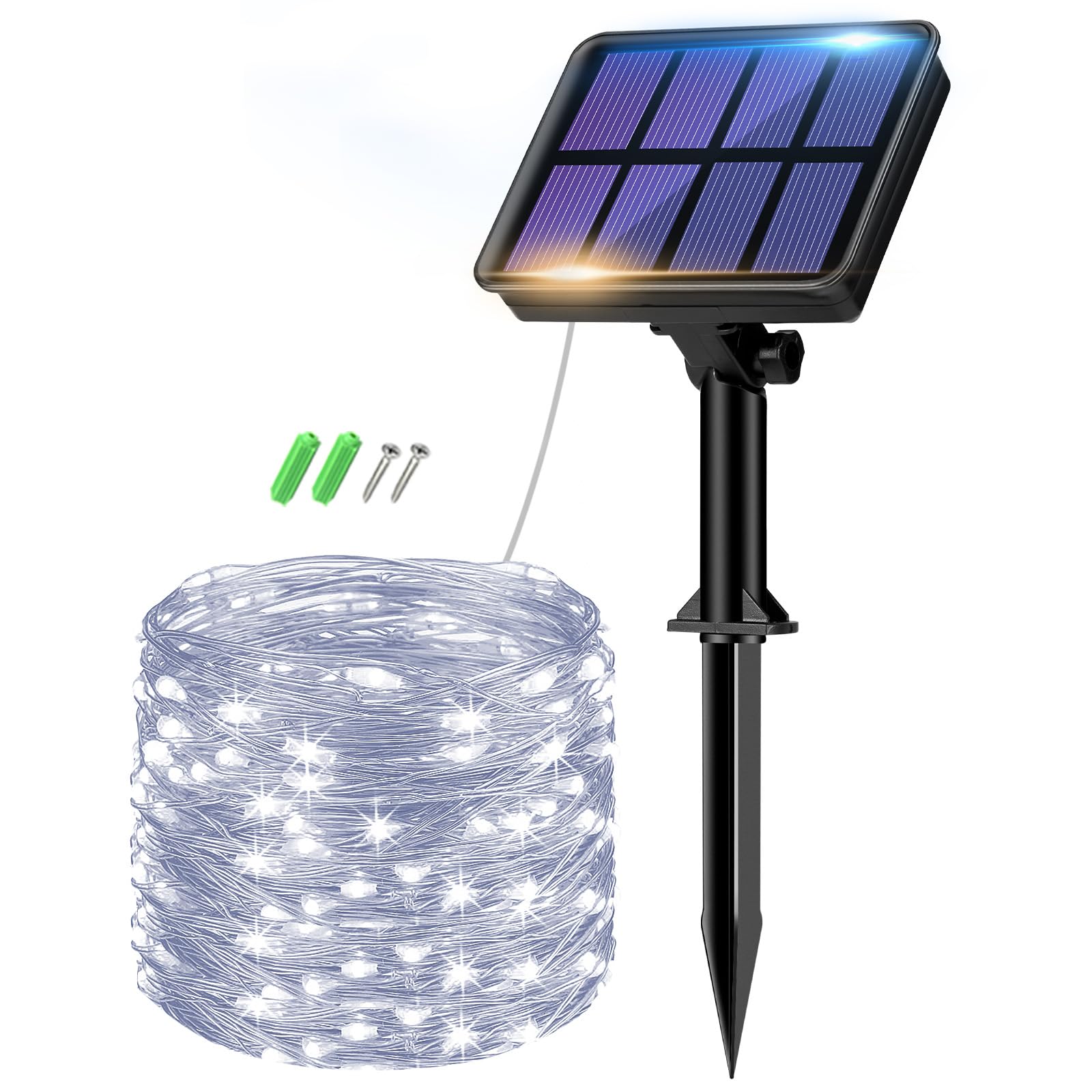 btfarm 2 Pack of Outdoor Solar String Lights, Fully 30M 300 LED, 8 Modes String Lights Decoration for Terrace, Parties, Weddings, Patio, Gardens (Warm White)