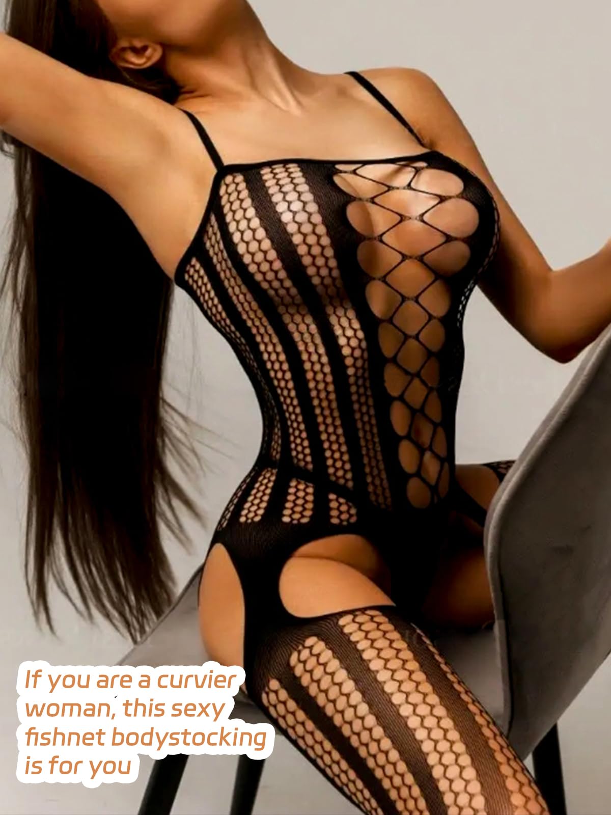 Buitifo mesh bodysuit woman plus size crotchless sexy sleepwear soft lingerie women