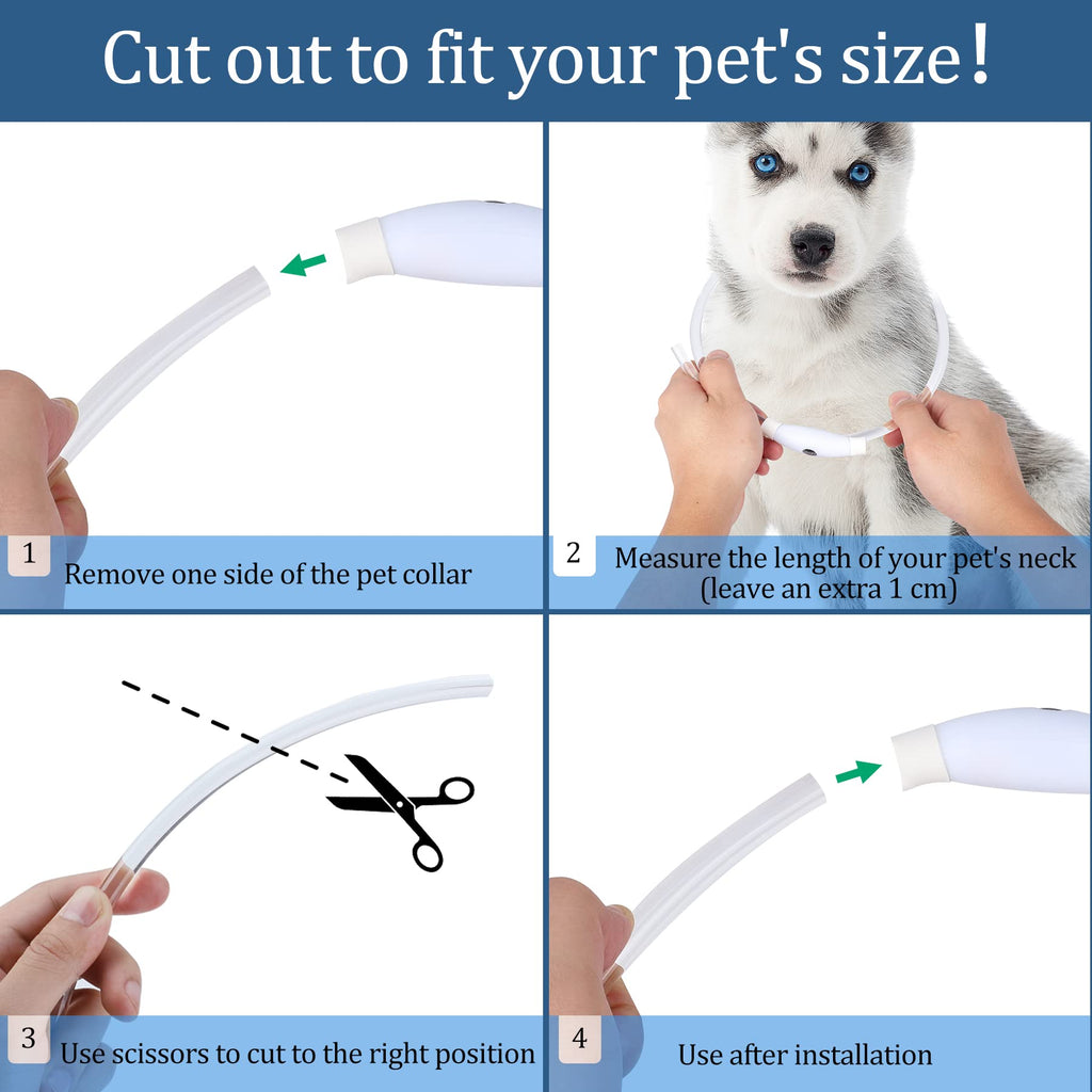 Coolzon Rechargeable and Waterproof Luminous Dog Collar with 3 Light Modes, Adjustable Length LED Collars for Dogs Cats Small Medium Large, Red