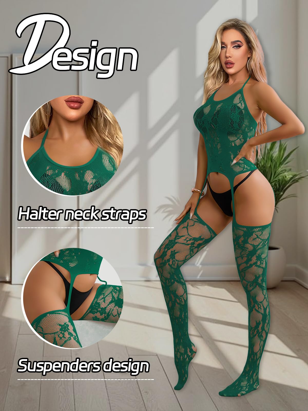 Buitifo mesh bodysuit woman plus size crotchless sexy sleepwear soft lingerie women