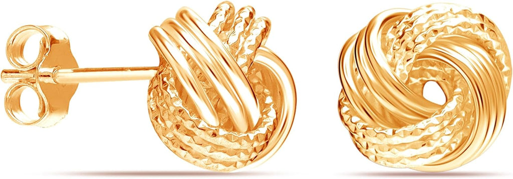 LeCalla Italian Silver Jewelry Stud Earring Twisted Design Wire Love Knot for Women