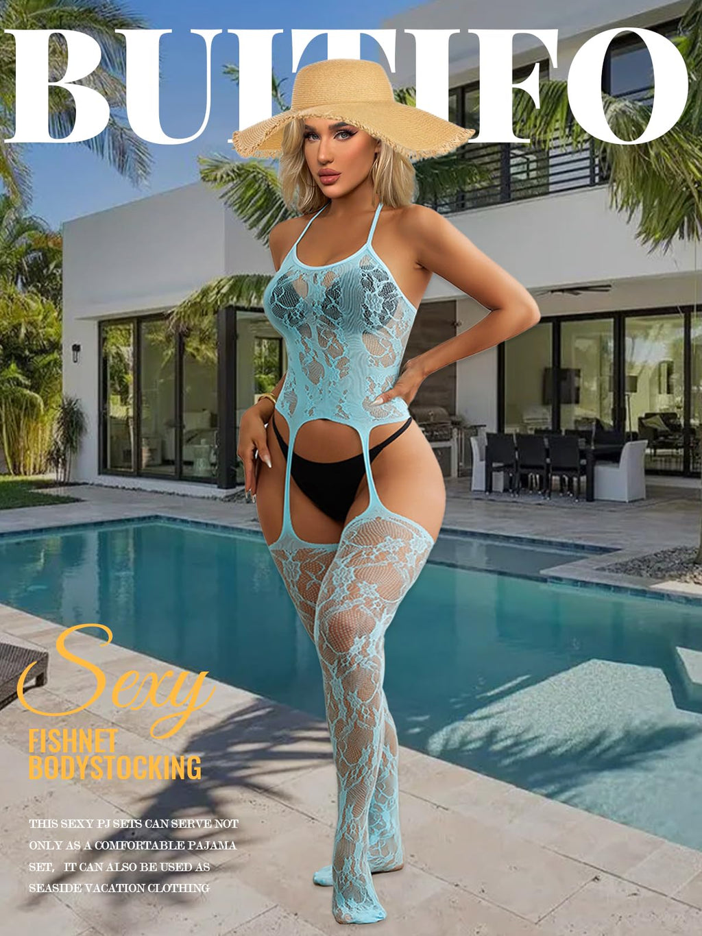 Buitifo mesh bodysuit woman plus size crotchless sexy sleepwear soft lingerie women