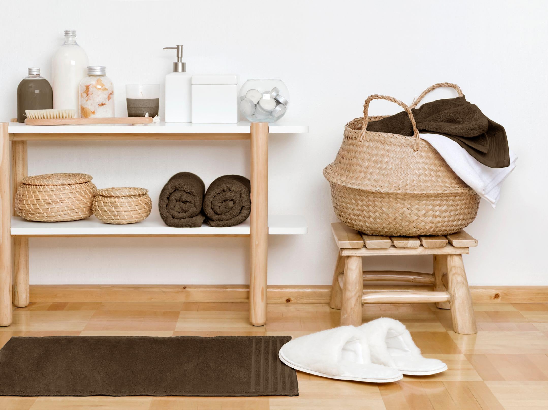 500 g Plain Full Bath Towel Set – Large and Small Terry Towels, 100% Cotton – Pack (2 Washbasin + 2 Shower) – High Absorption – Cotton Towel – Grass