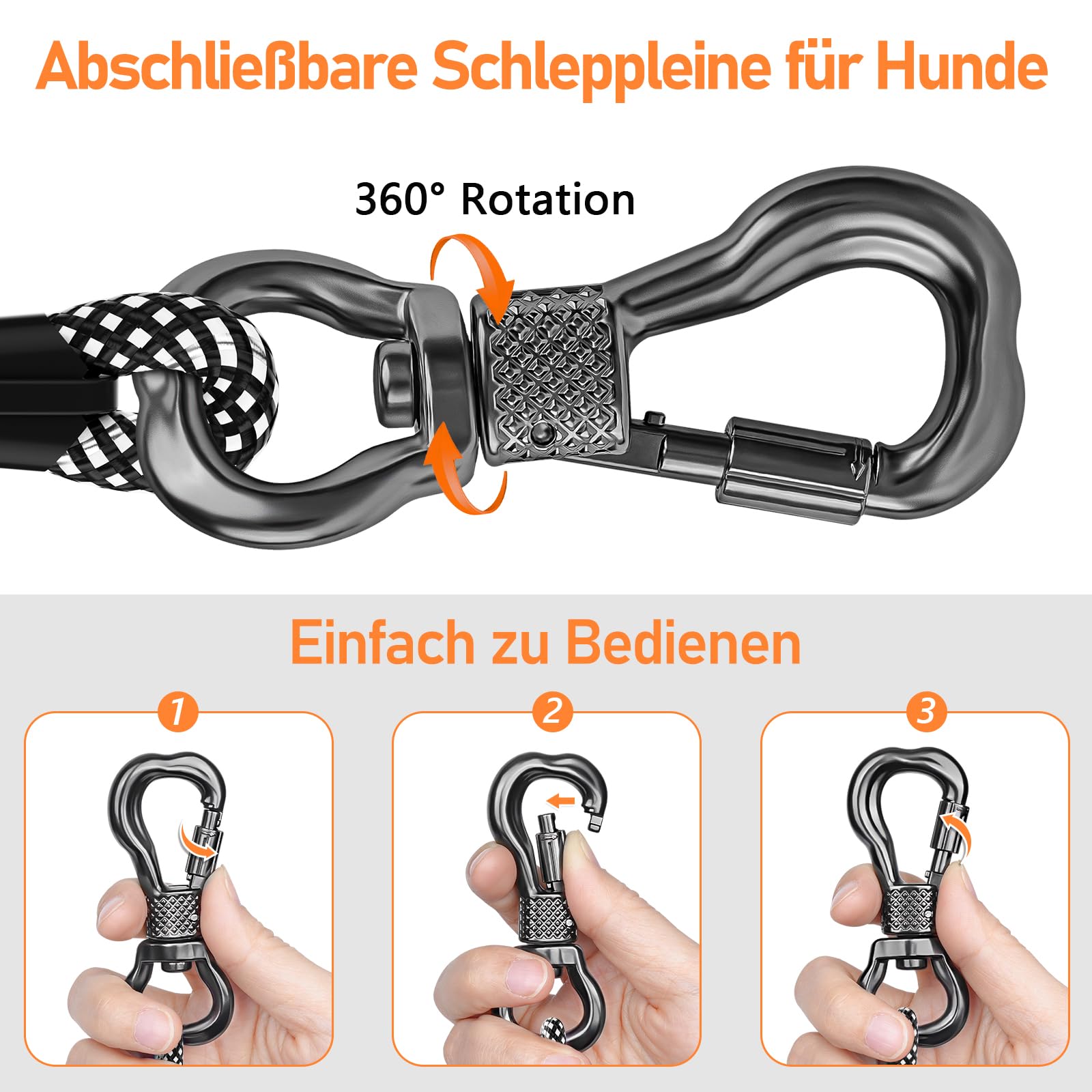 X XBEN Dog Training Lead, 1.5 m, 3 m, 5 m, 6 m, 10 m, 15 m, 20 m, 25 m, 30 m, Long Dog Leash with Lockable Hook, Training Leash for Large and Small Dogs, Reflective and Durable