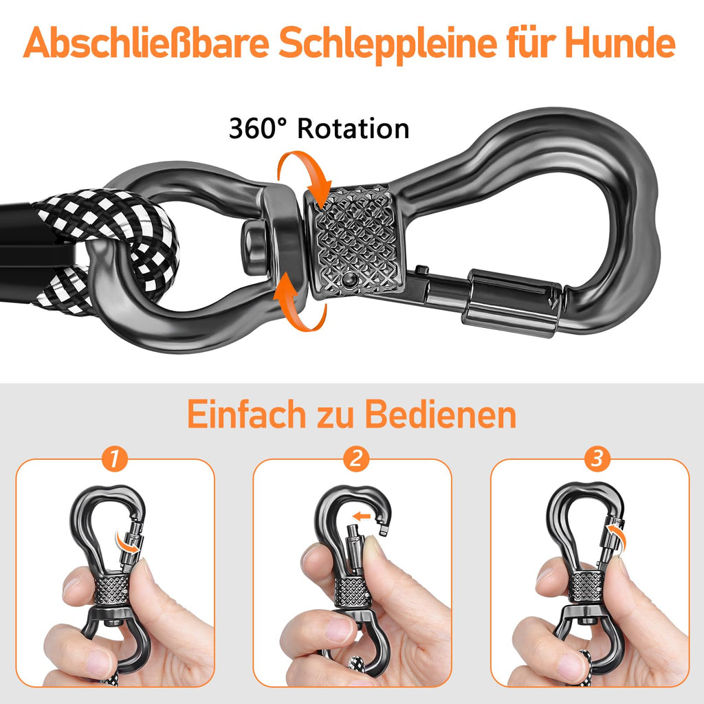 X XBEN Dog Training Lead, 1.5 m, 3 m, 5 m, 6 m, 10 m, 15 m, 20 m, 25 m, 30 m, Long Dog Leash with Lockable Hook, Training Leash for Large and Small Dogs, Reflective and Durable