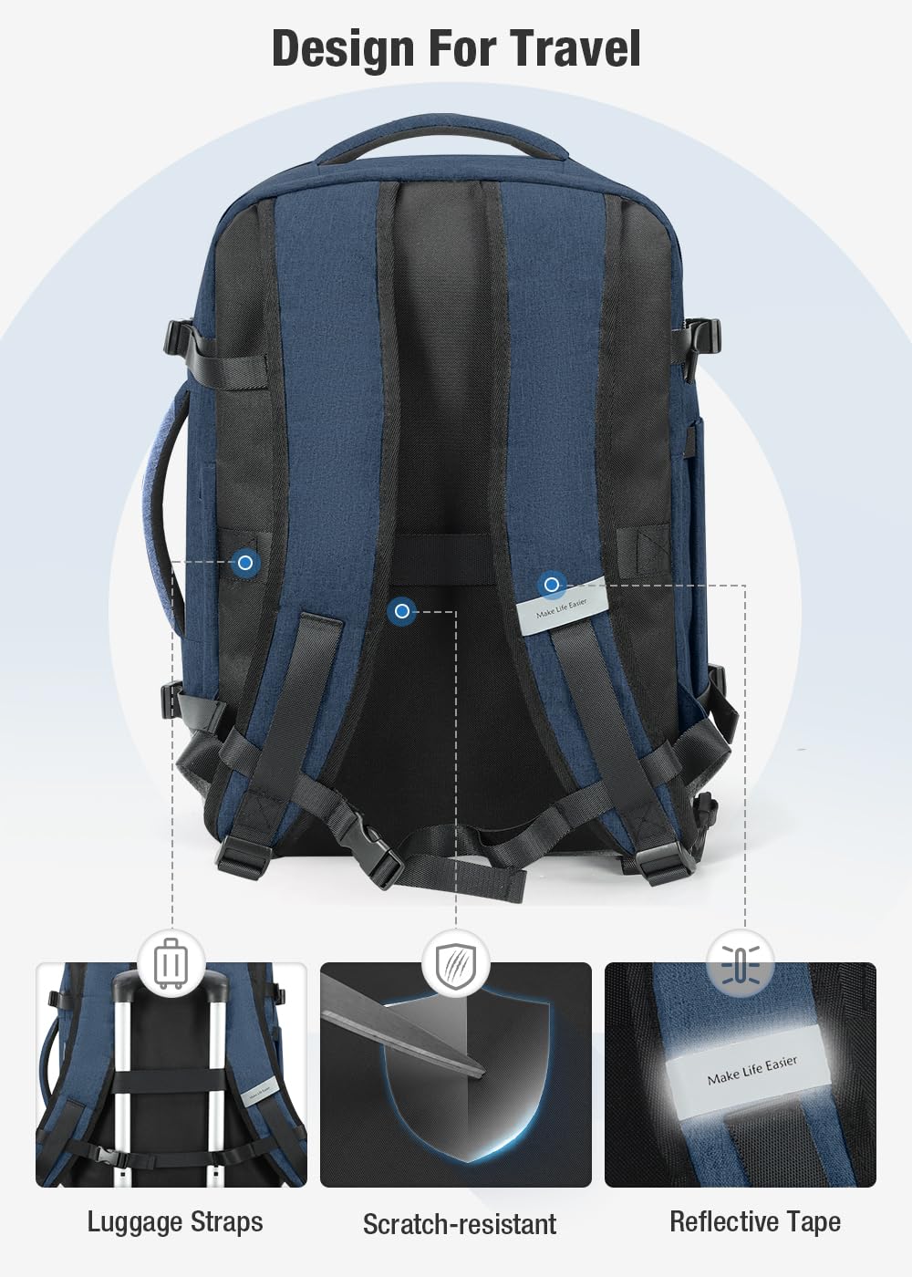 Travel Backpack Cabin Airplane 40x20x25 | Travel Backpack Woman Man - Travel Suitcases Cabin with 6 Organizer Bags - Holidays Business Travel School