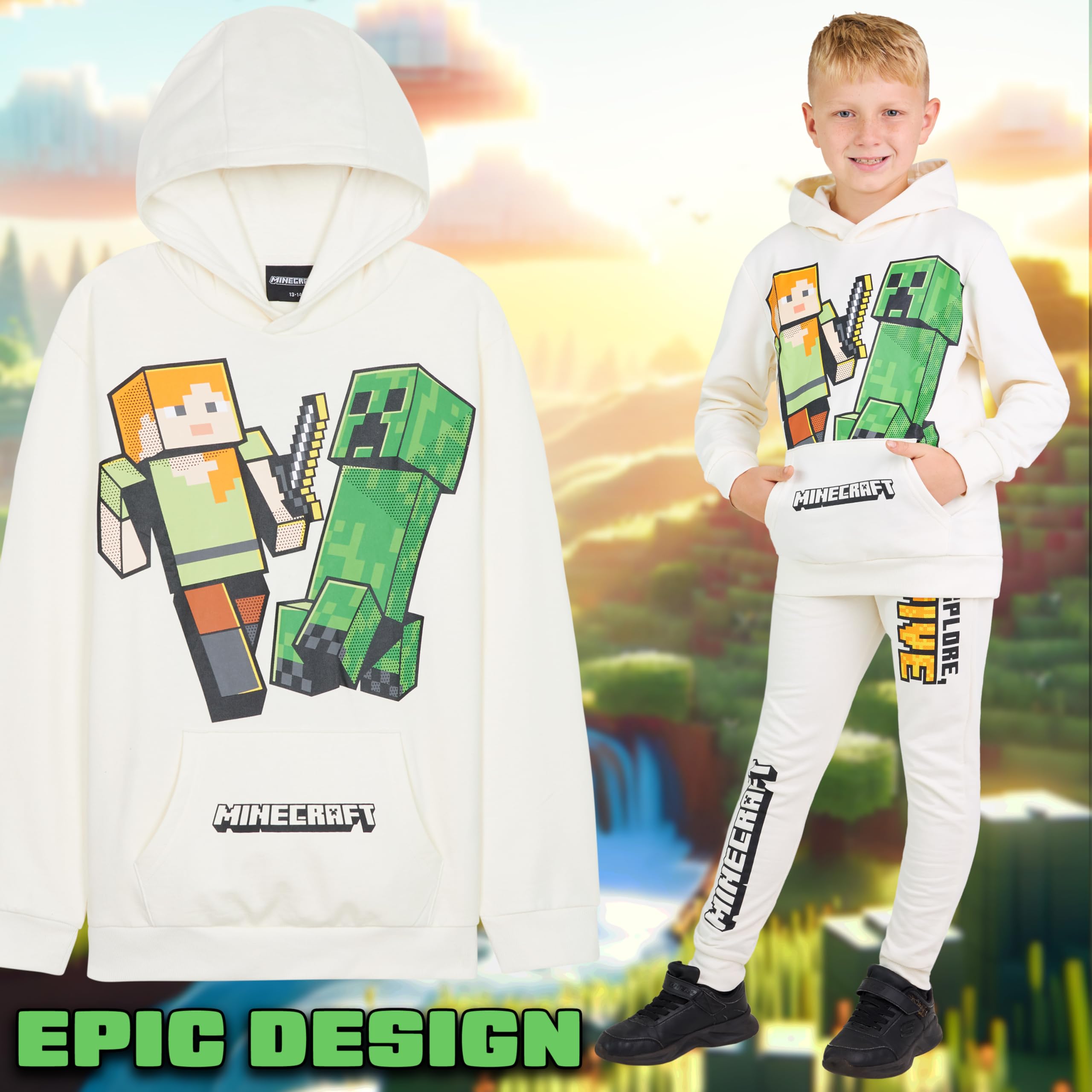 Minecraft Boys Tracksuit Set - Hoodie and Pants Boys