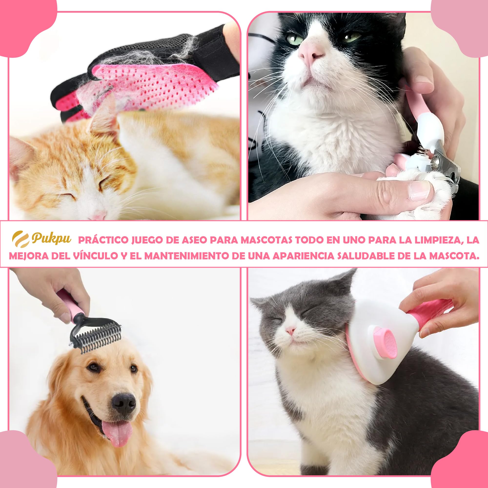 Grooming Kit for Dogs and Cats – Professional 5 Piece Set with Quiet Hair Clipper, Brush, Comb, Scissors & Vacuums – Complete Pet Care Kit at Home