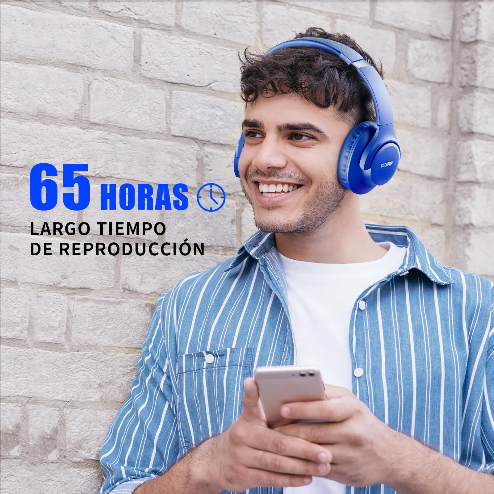 KVIDIO Wireless On-Ear Headphones, 55 Hours Playtime Bluetooth Headphones, Foldable Lightweight Headphones with Microphone, Deep Bass (Black)