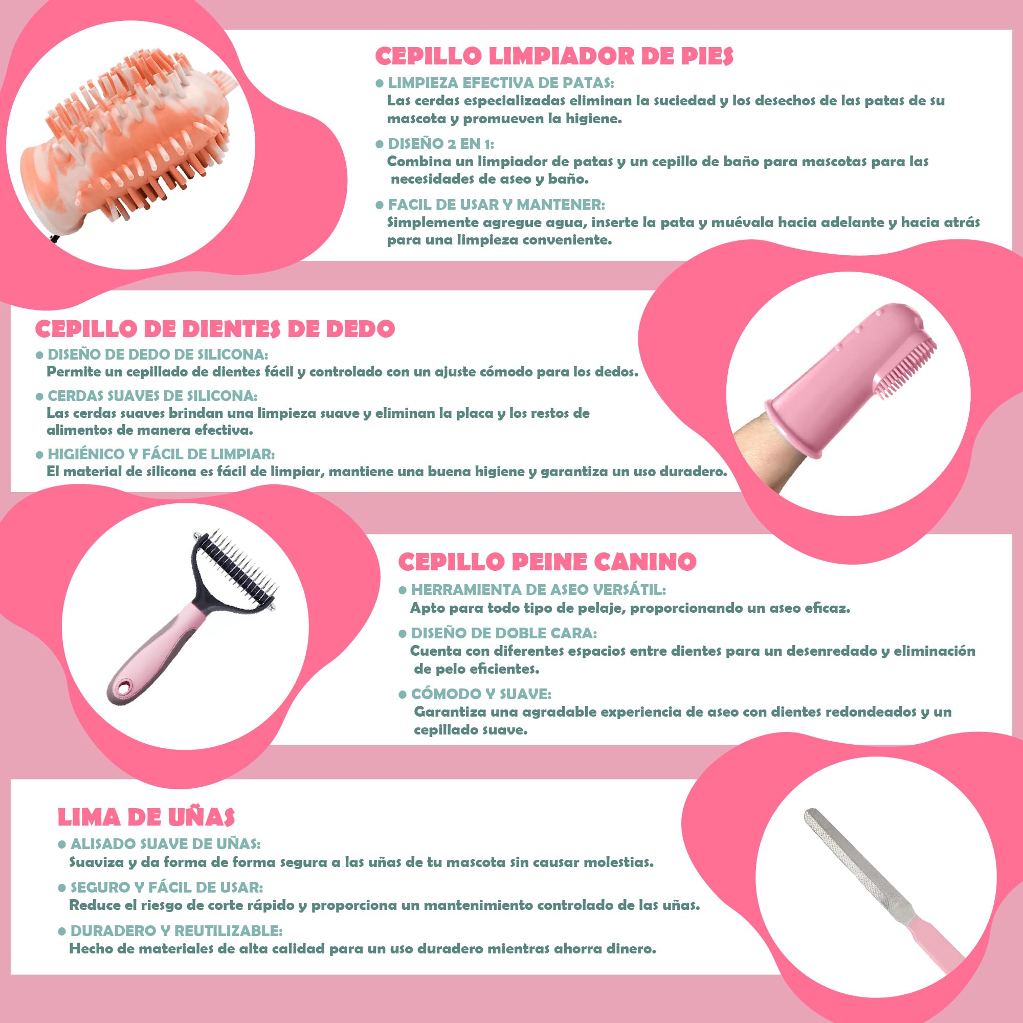 Grooming Kit for Dogs and Cats – Professional 5 Piece Set with Quiet Hair Clipper, Brush, Comb, Scissors & Vacuums – Complete Pet Care Kit at Home