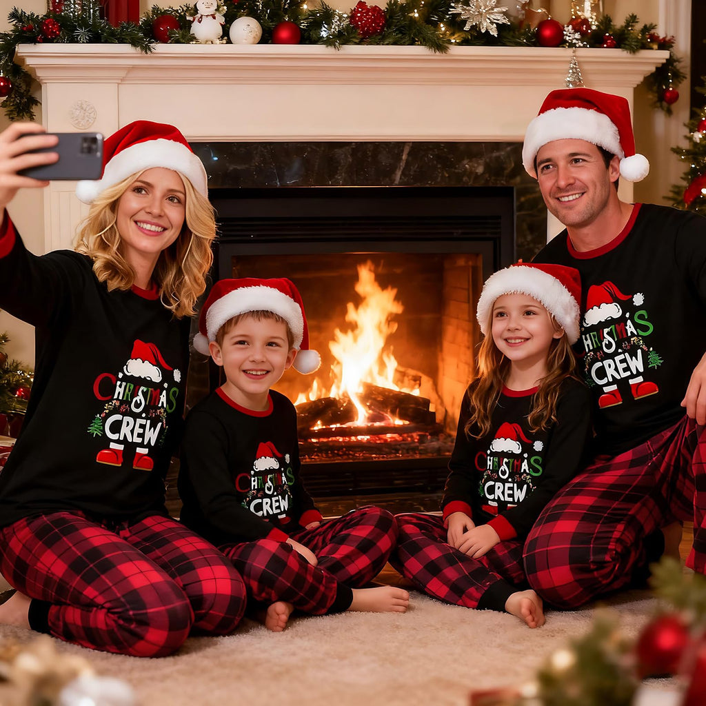 Christmas Family Pajamas, Christmas Family Pajamas Set, Long Sleepwear, Sleeping Sleeves, Cute Elk Print, Suitable for Women, Men, Kids and Baby, Red